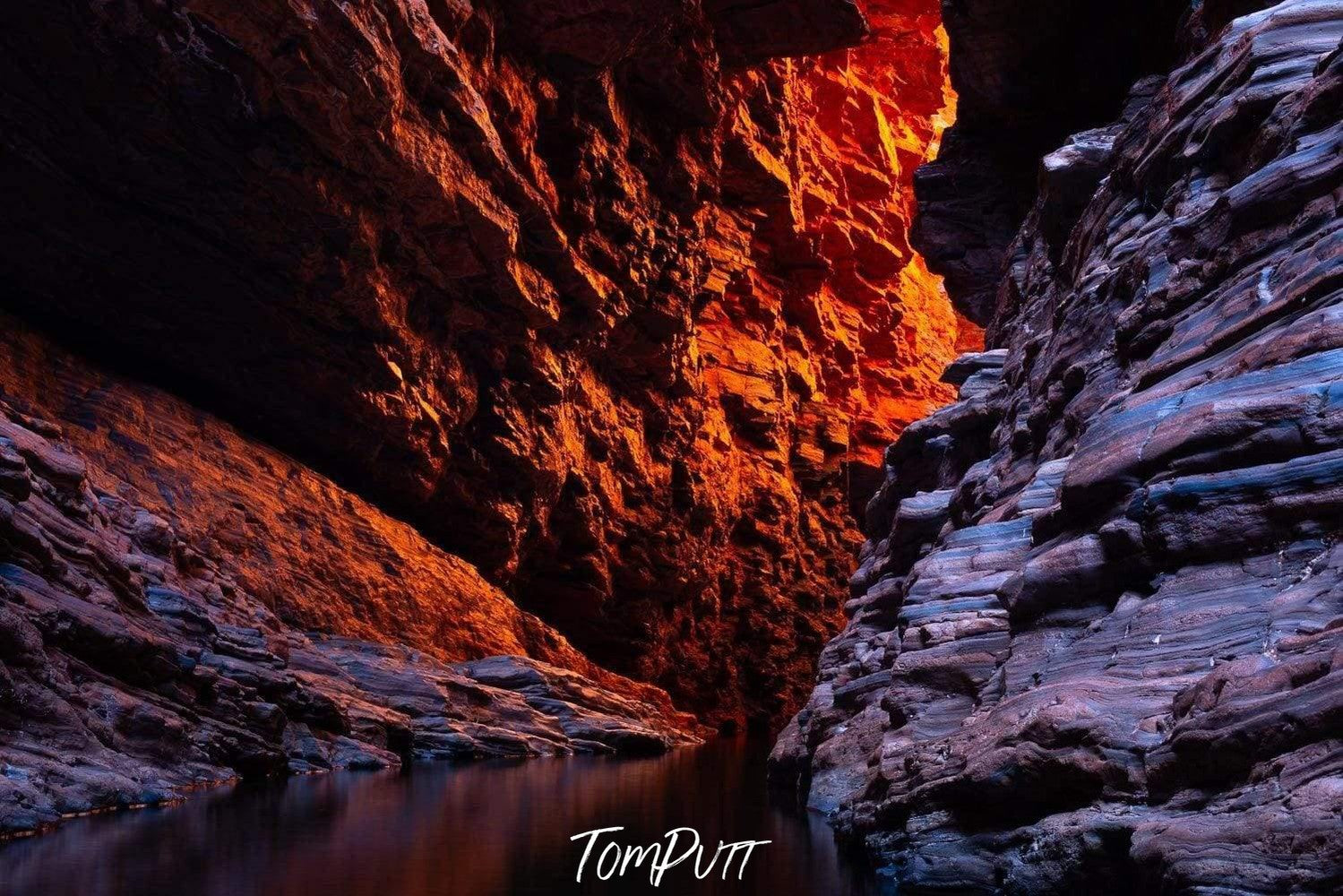 Close up shot a large mountain walls with some lining stony texture, Weano Glow - Karijini, The Pilbara