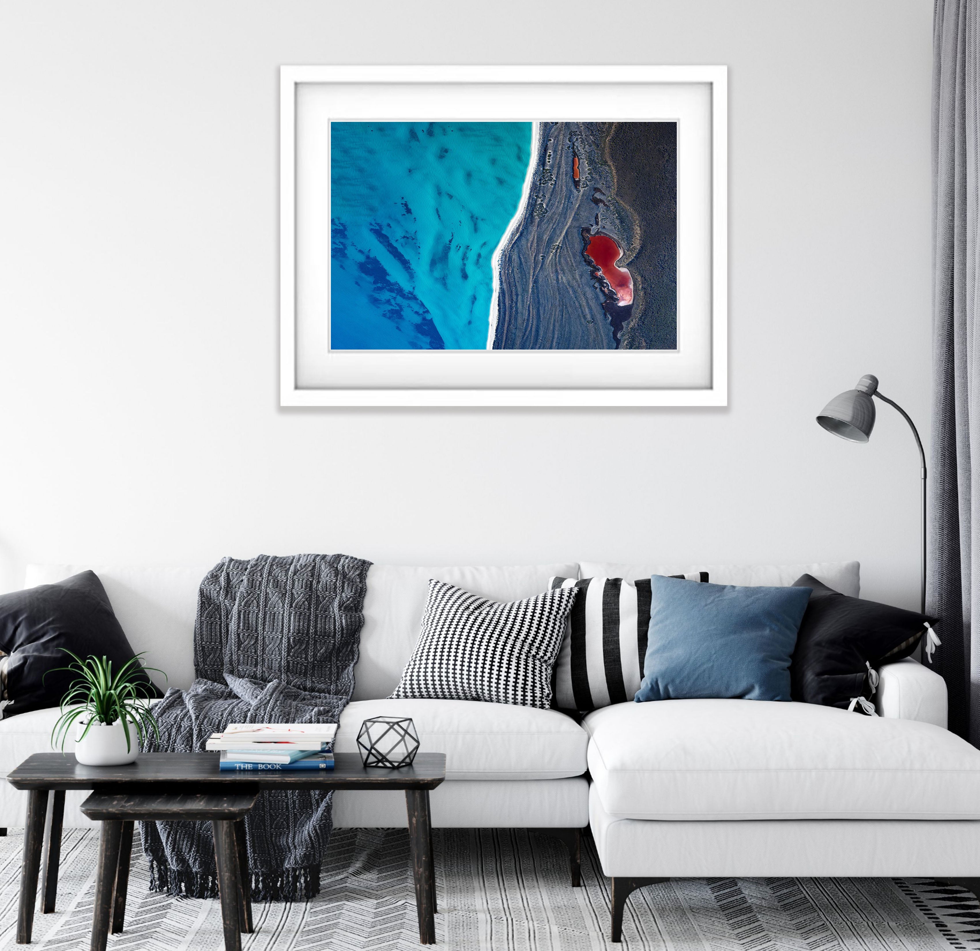 ARTWORK INSTOCK - Crimson Lake, Shark Bay, WA Aerial - 150x100cms Acrylic