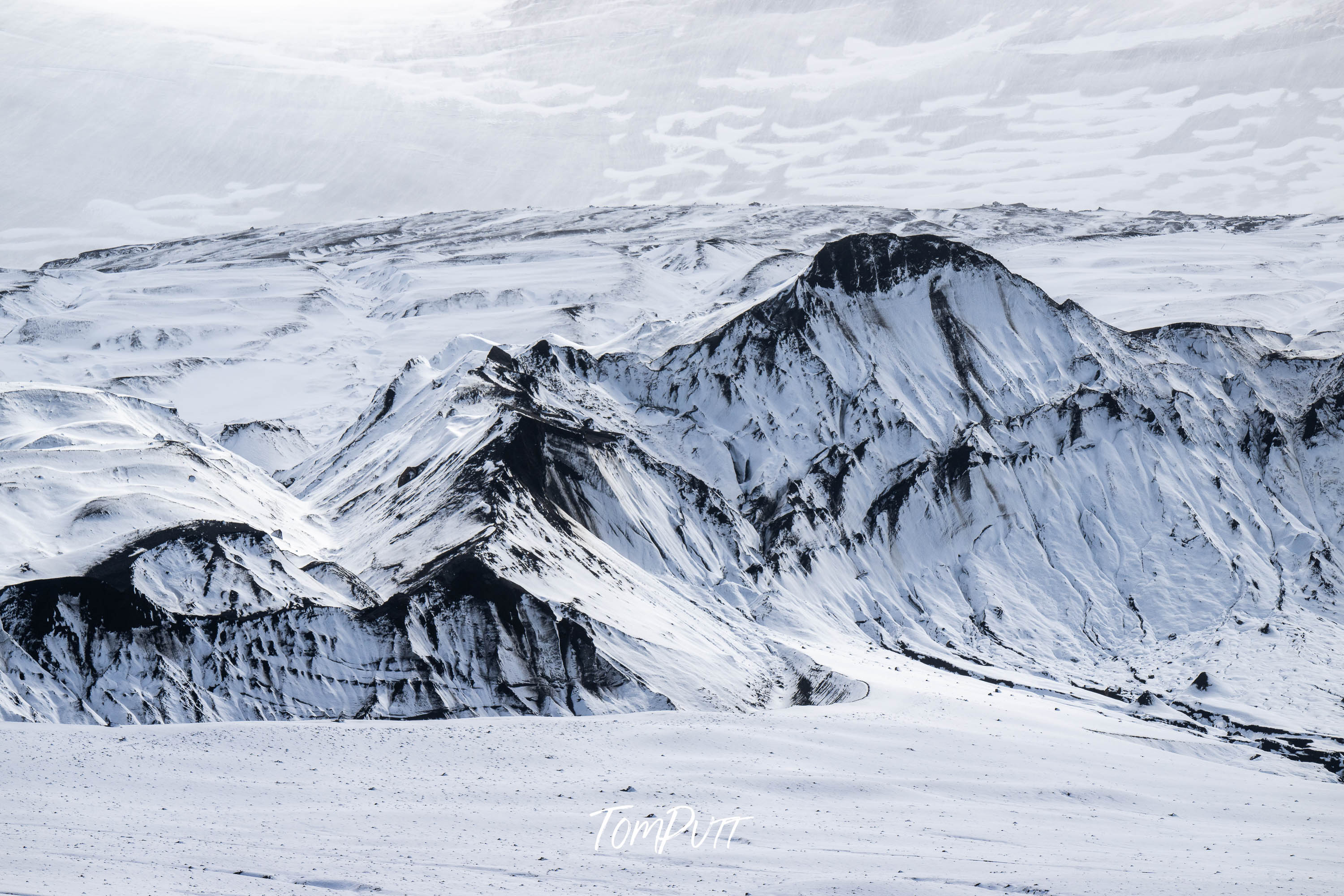 Snow-covered Deception Island, Antarctica