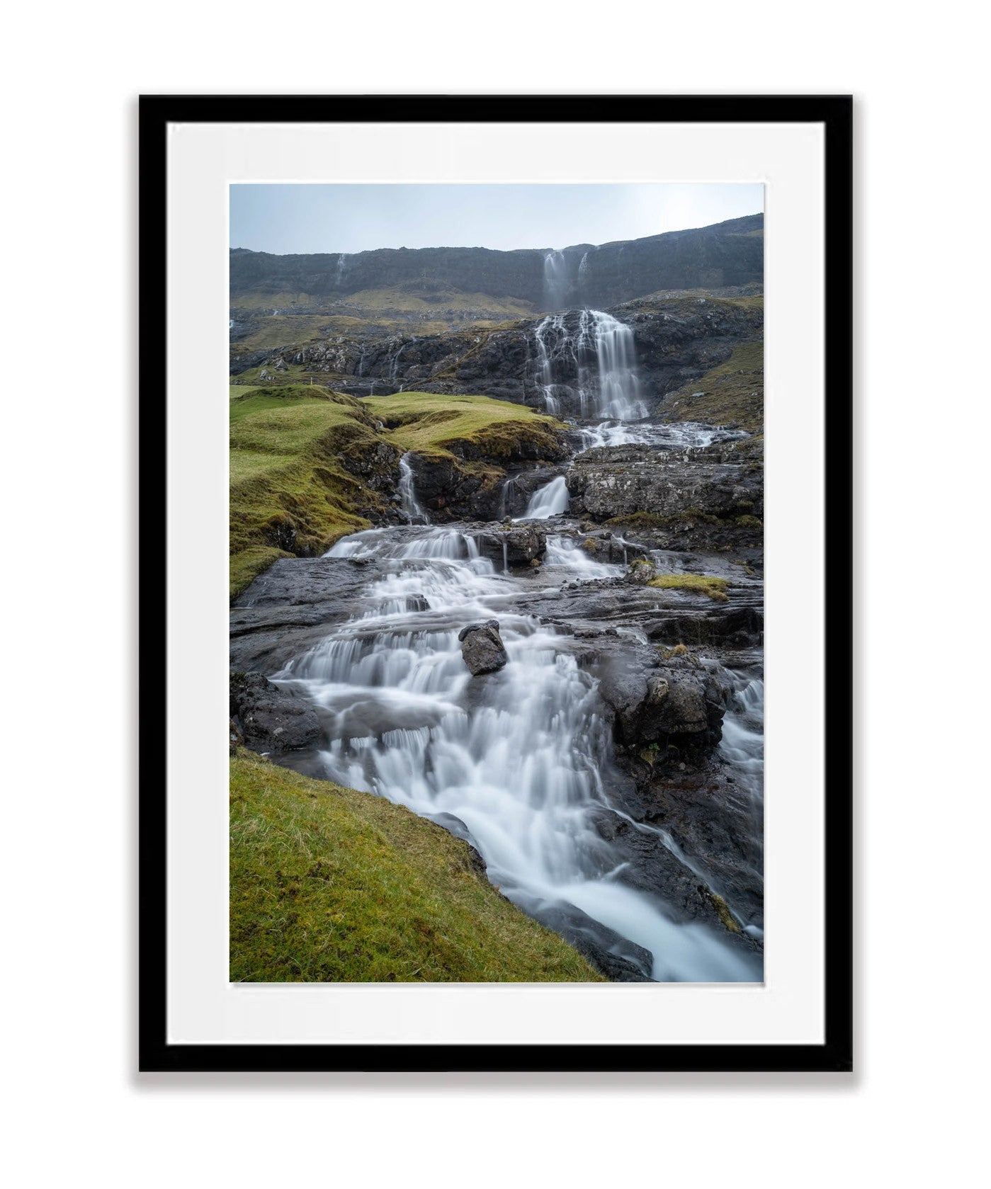 Cascading waterfall, Faroe Islands