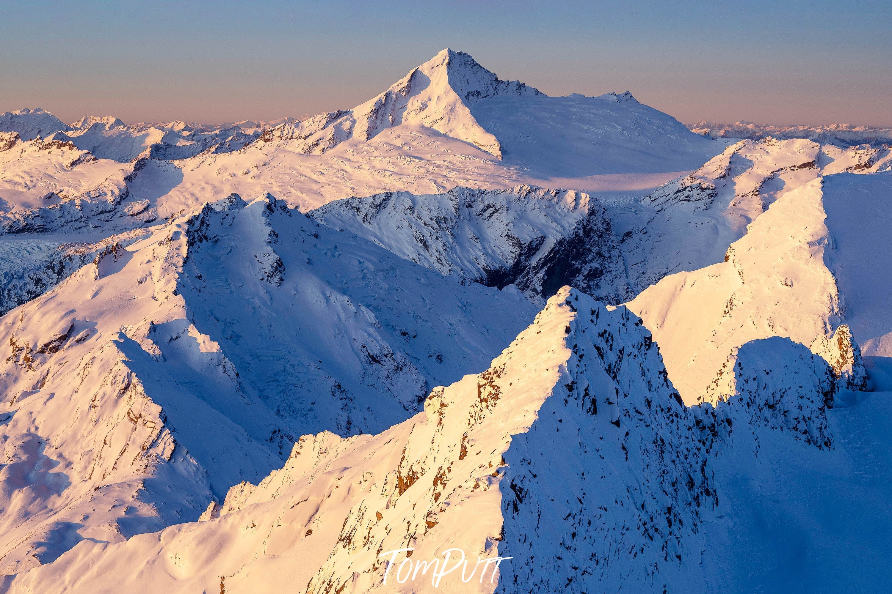 ARTWORK INSTOCK - 'The Southern Alps, New Zealand' - 150x100cms Canvas Framed Print in Raw Oak