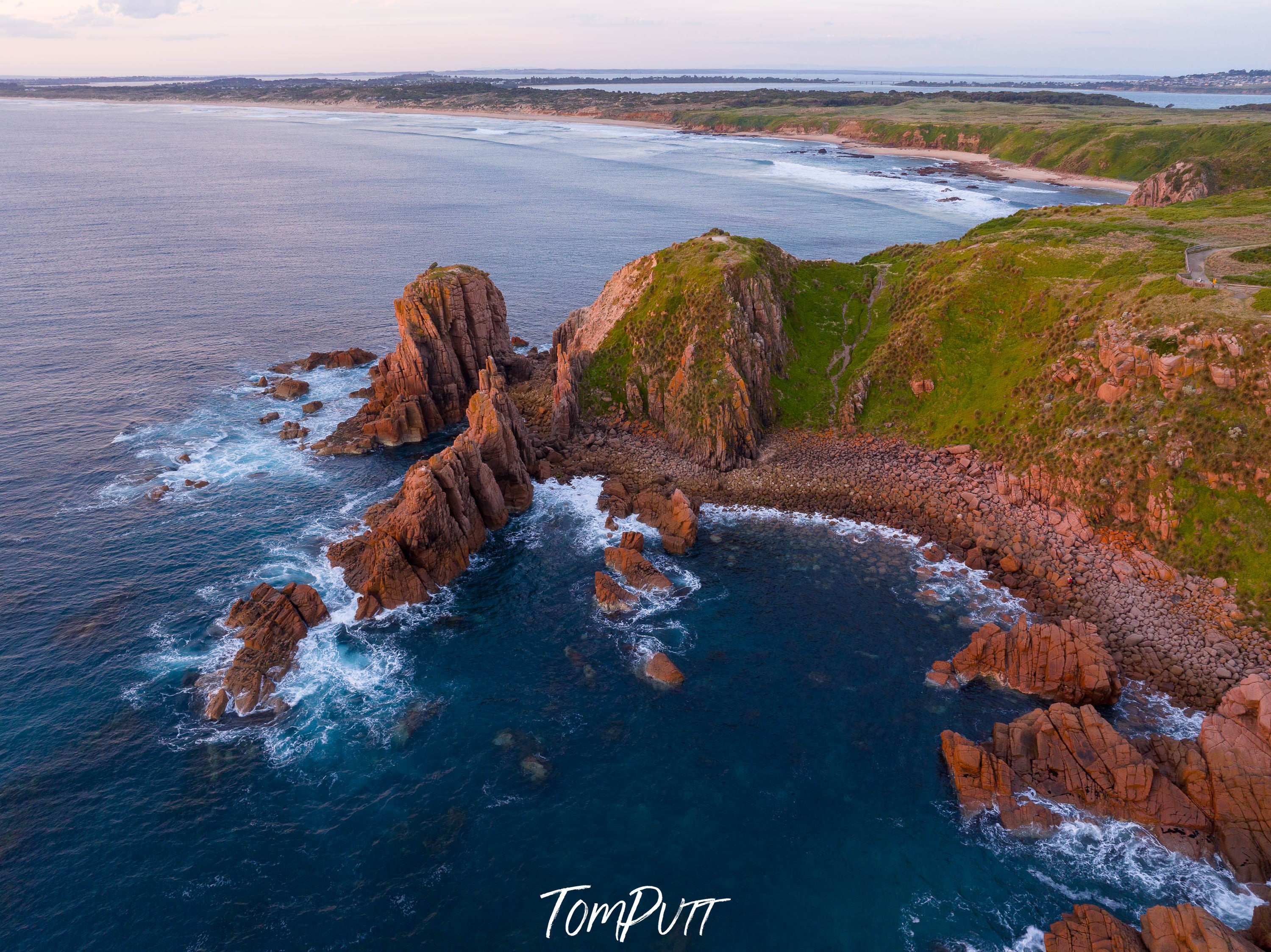 Cape Woolamai at sunset from above