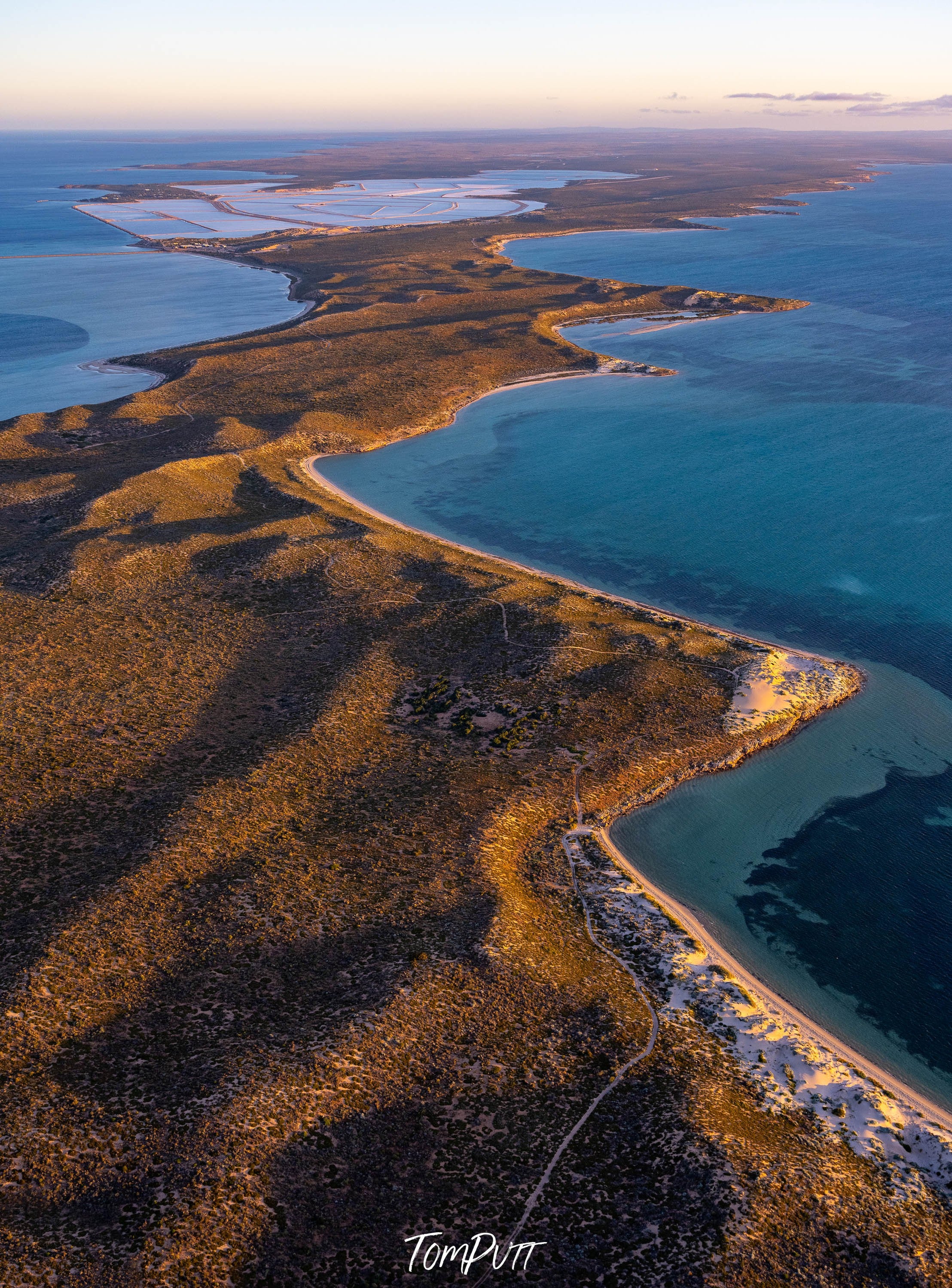 Saltworks Coastline, Shark Bay, WA Aerial