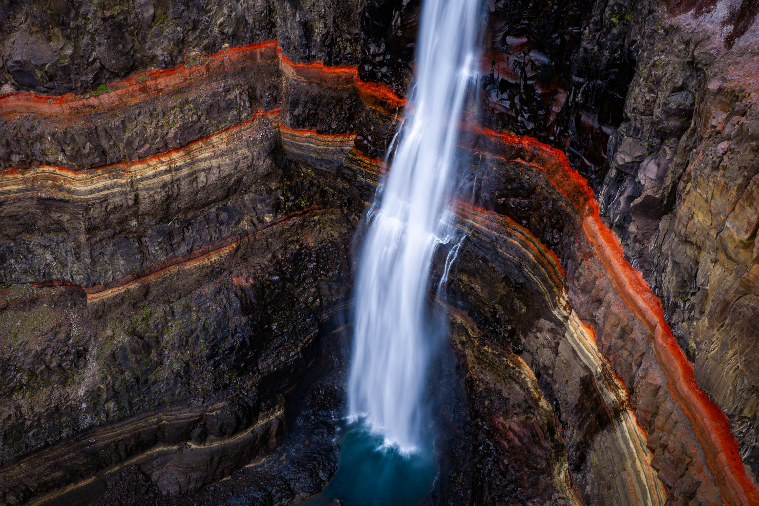 Crimson Strata Falls