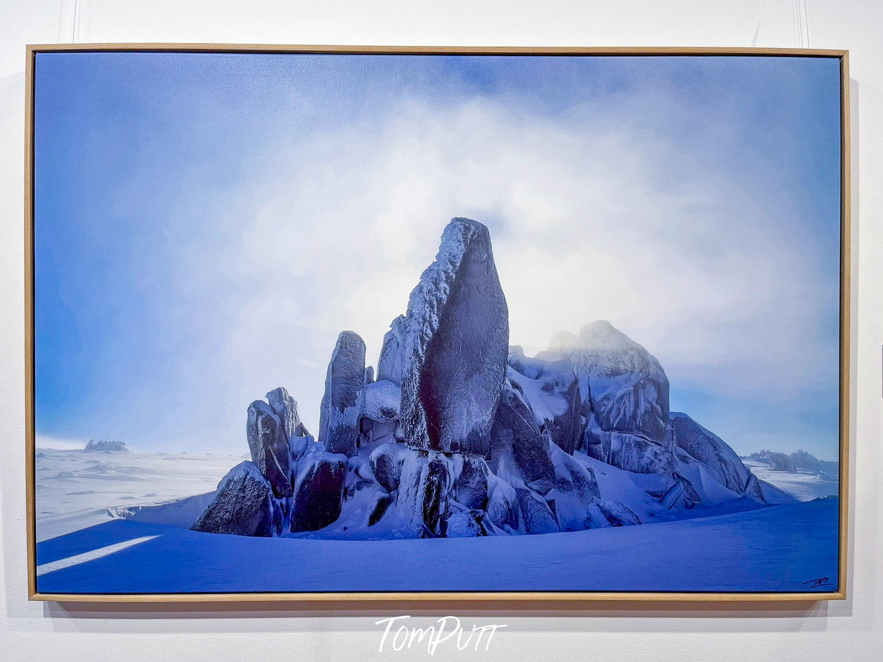 ARTWORK INSTOCK - 'Granite Tor, Snowy Mountains NSW' - 150x100cms Canvas Framed Print in Raw Oak