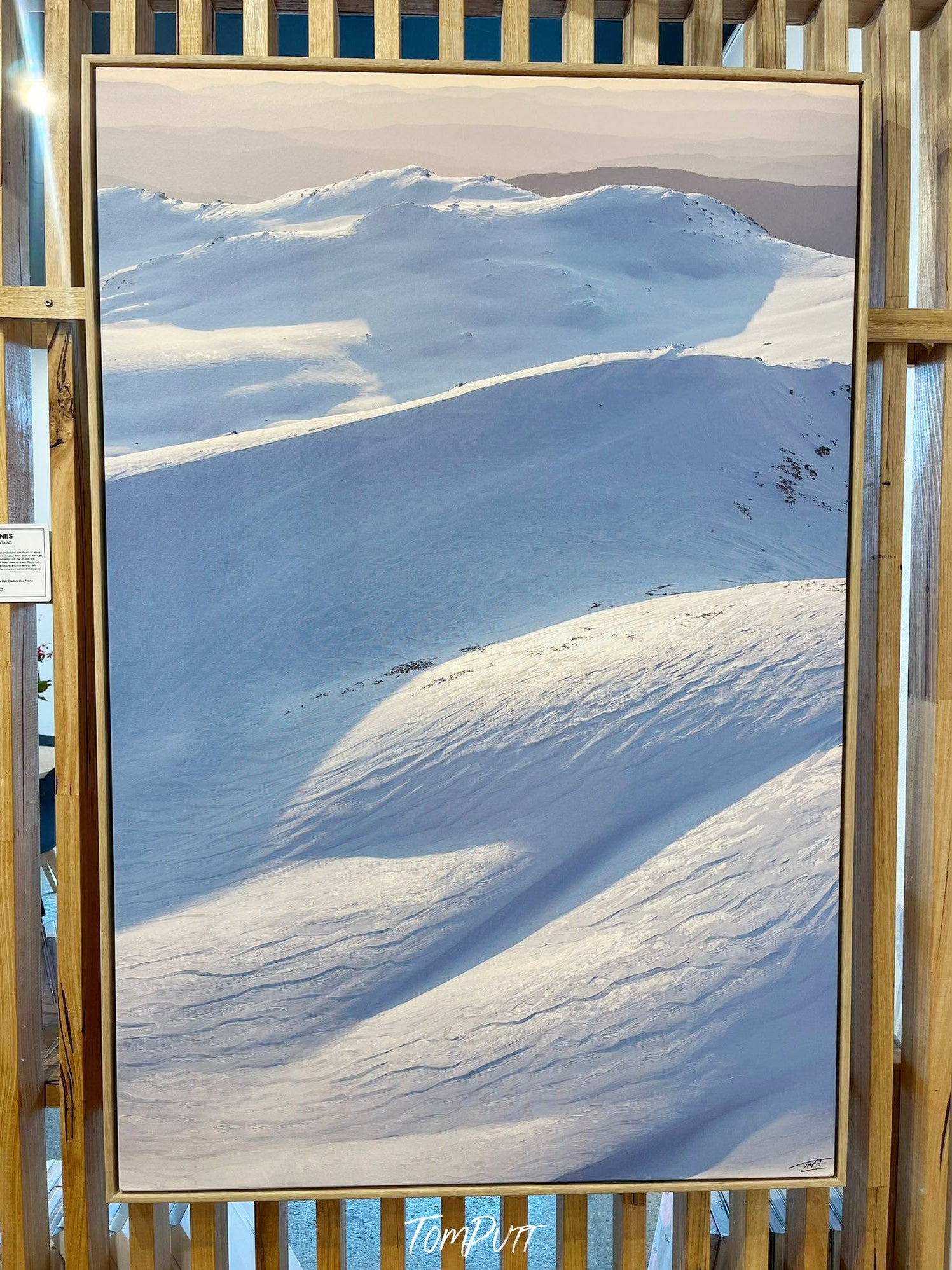 ARTWORK INSTOCK - 'Ridgelines, Snowy Mountains' - 150x100cms Canvas Framed Print Raw Oak