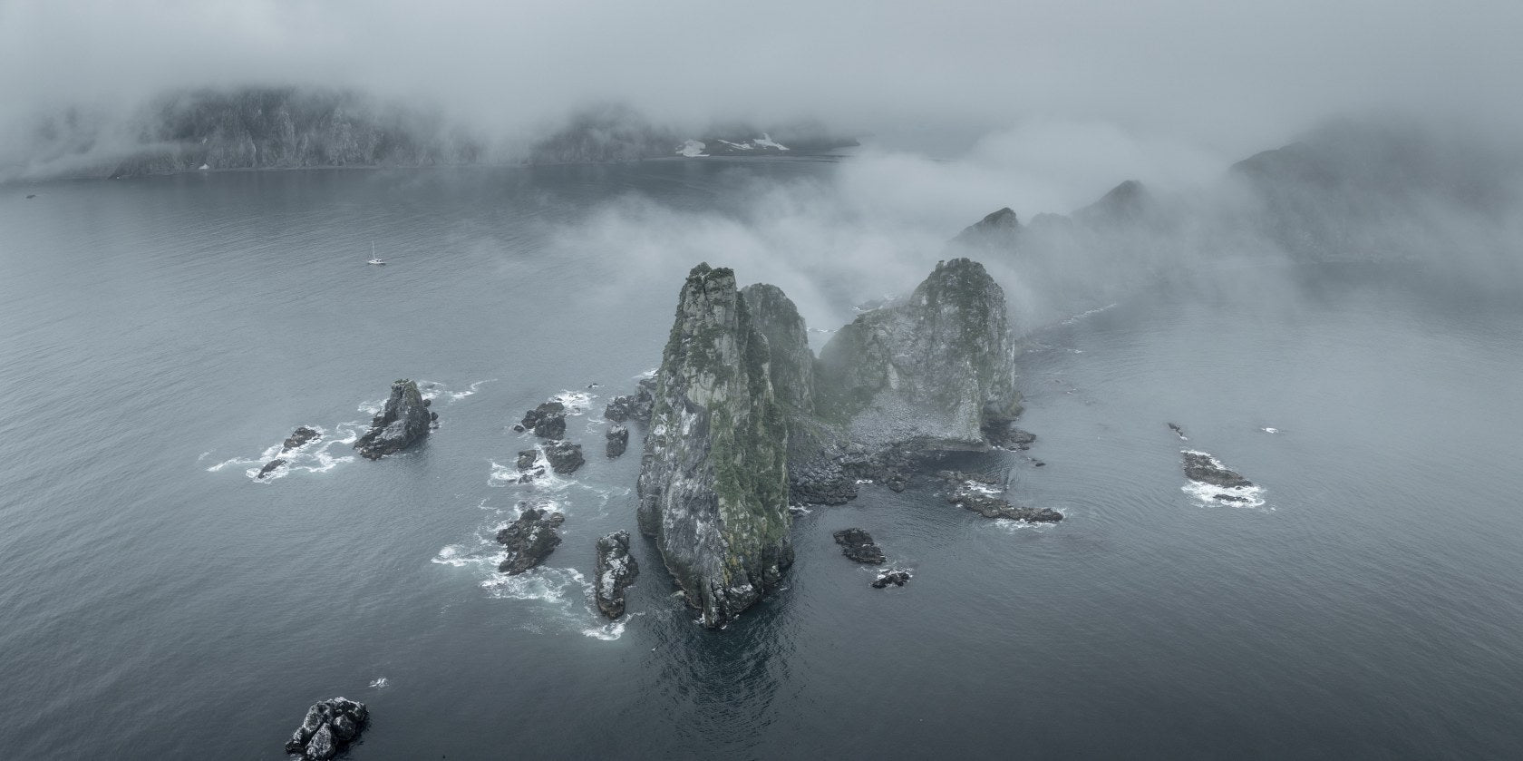 Stone Columns in the Mist