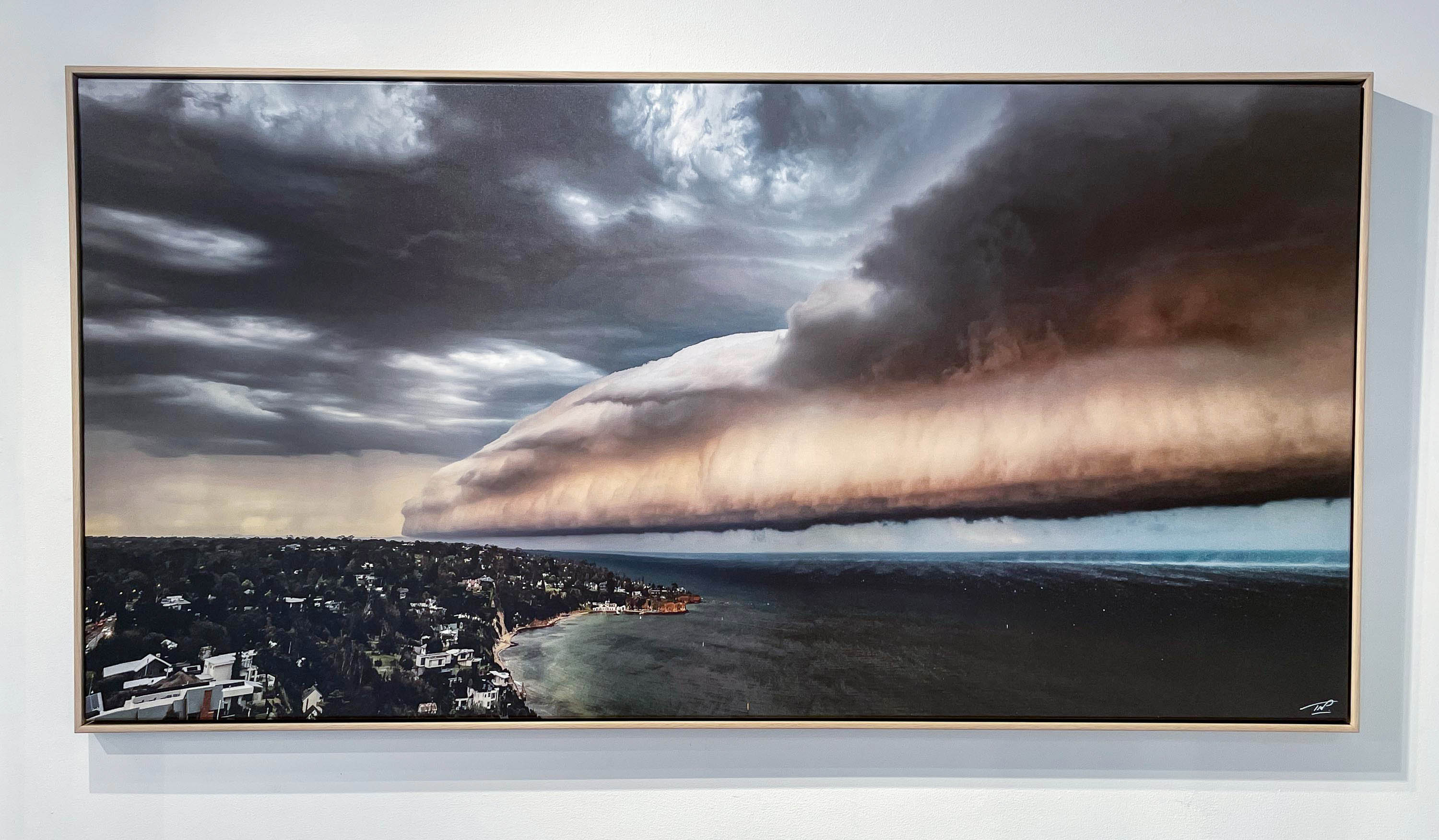 ARTWORK INSTOCK - 'Shelf Cloud, Mornington Peninsula' - 200x100cms Canvas Framed Print Raw Oak