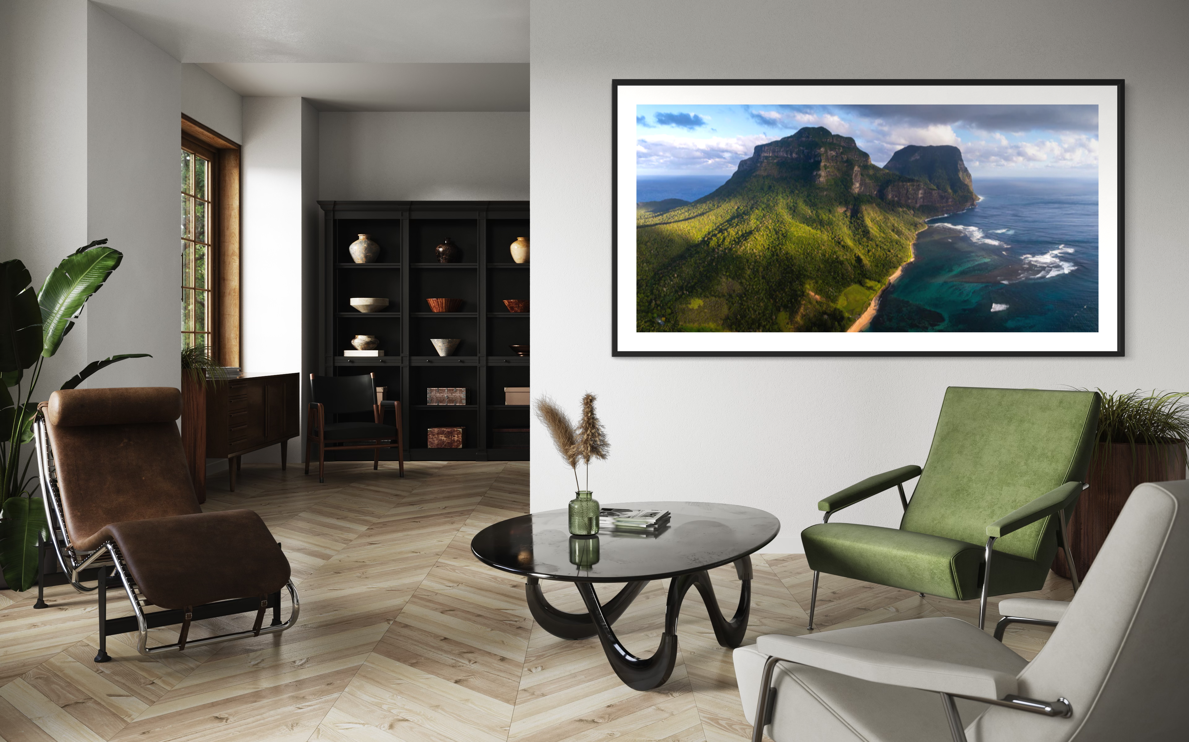 Mt Lidgbird & Mt Gower at sunset panorama, Lord Howe Island