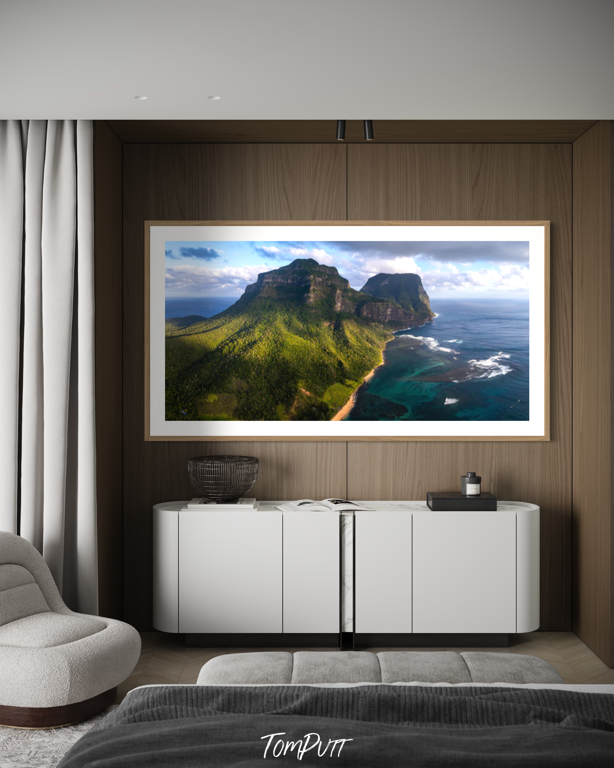 Mt Lidgbird & Mt Gower at sunset panorama, Lord Howe Island