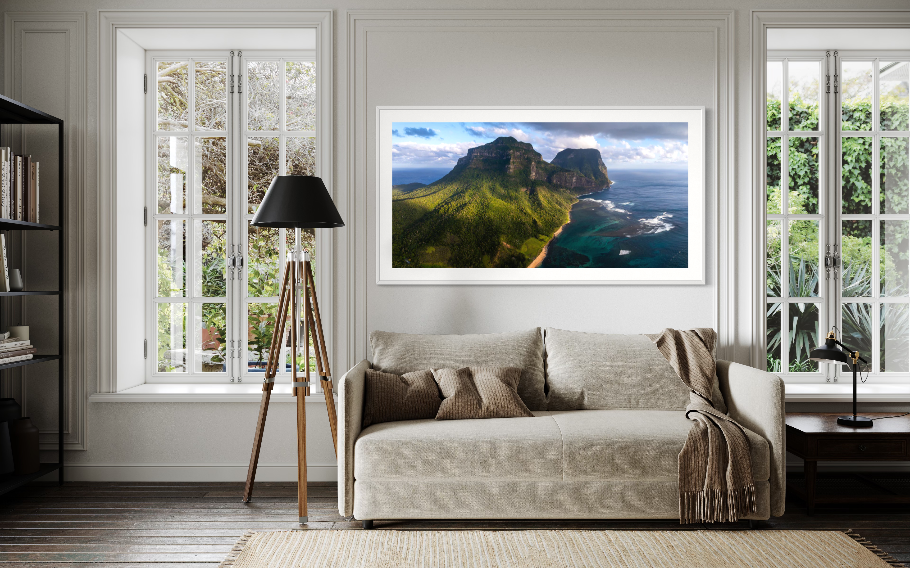 Mt Lidgbird & Mt Gower at sunset panorama, Lord Howe Island