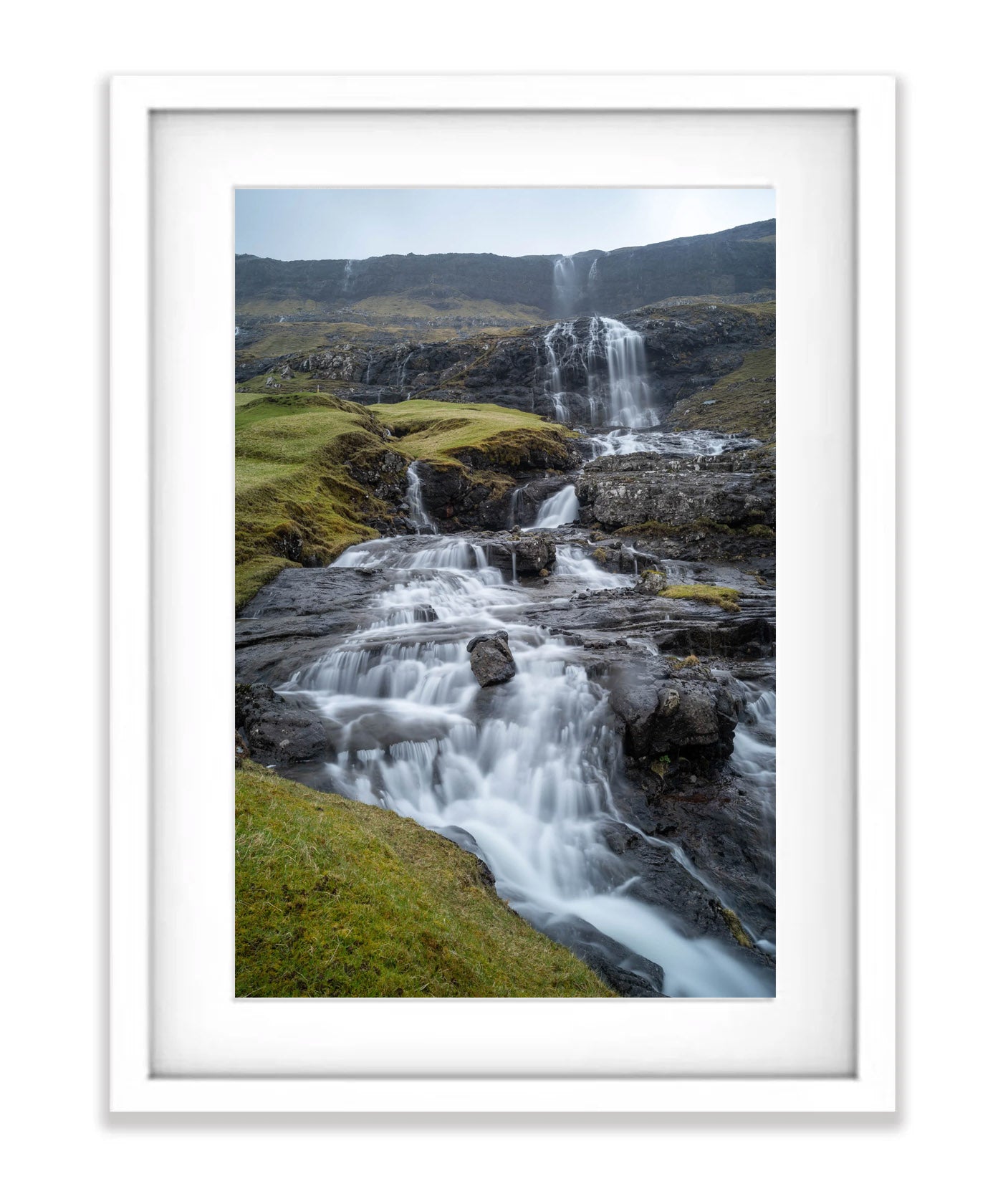 Cascading waterfall, Faroe Islands