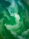 Artwork of a green lake-like view forming heavy waves and depicting a storm under the ocean, Aurora Kati Thanda Lake Artwork