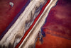 A weird Artwork of a dark red sea with two routes passing over it having a sand-like color, Blood Lines Namibia Art