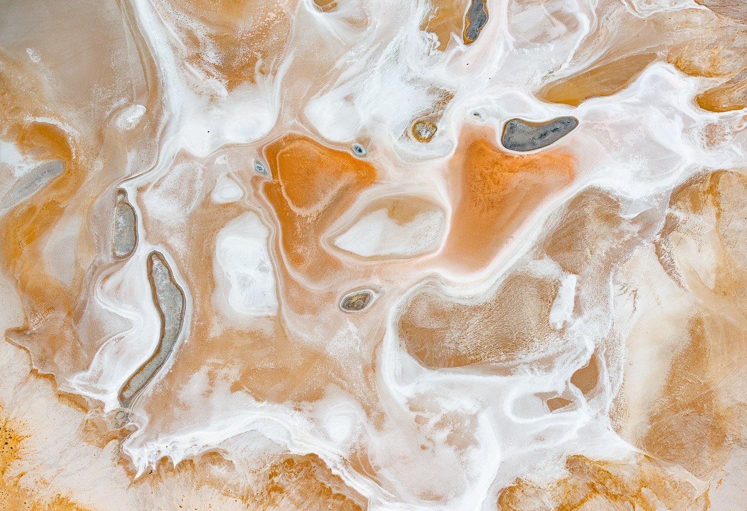 A random texture of a tea-like liquid with a milk-like liquid, with an amoeba-like cell in between, Blotched 