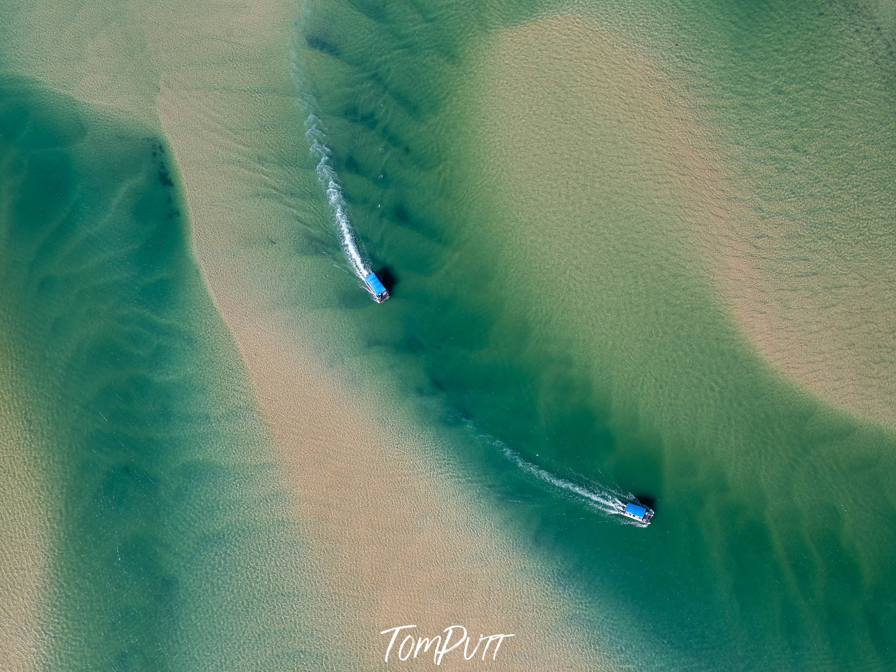 Boats on the Noosa River from above No.5, Queensland