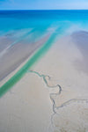 A shiny effect of blue ocean connecting with the land, green thick line water flowing liquid with some cracks on the land, Broome #7