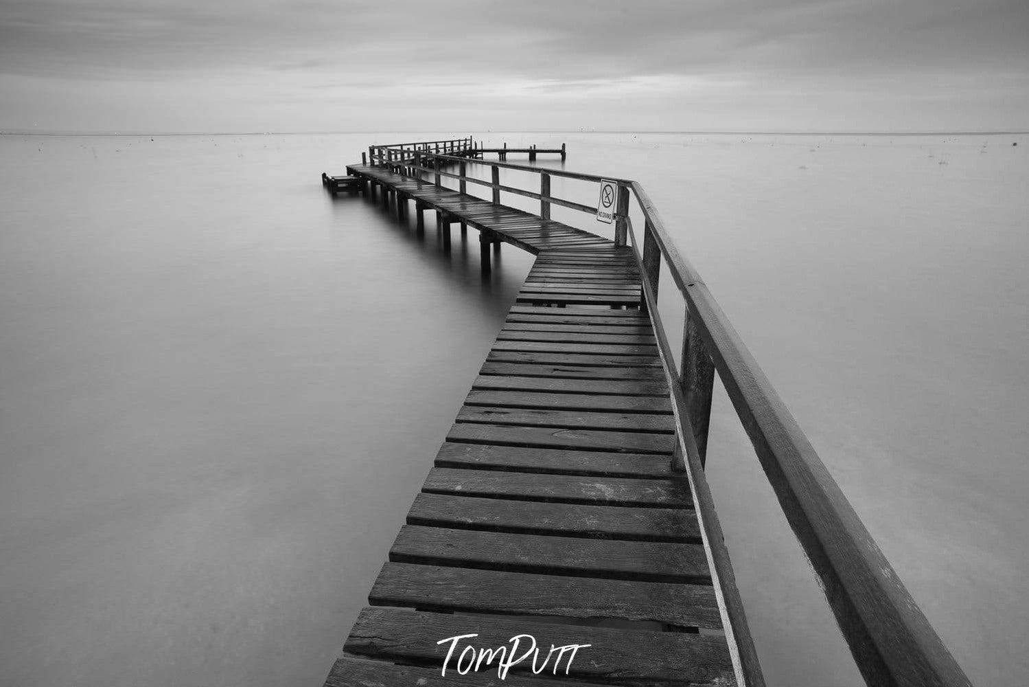 A relaxing view of a pedestrian bridge little up over the water, giving a calm and relaxing feel,  Calm Mornington Peninsula Art