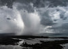 A horrifying view of the sea converging with the clouds and making a cloudy storm in a black and white portrait, Cloudburst, The Kimberley