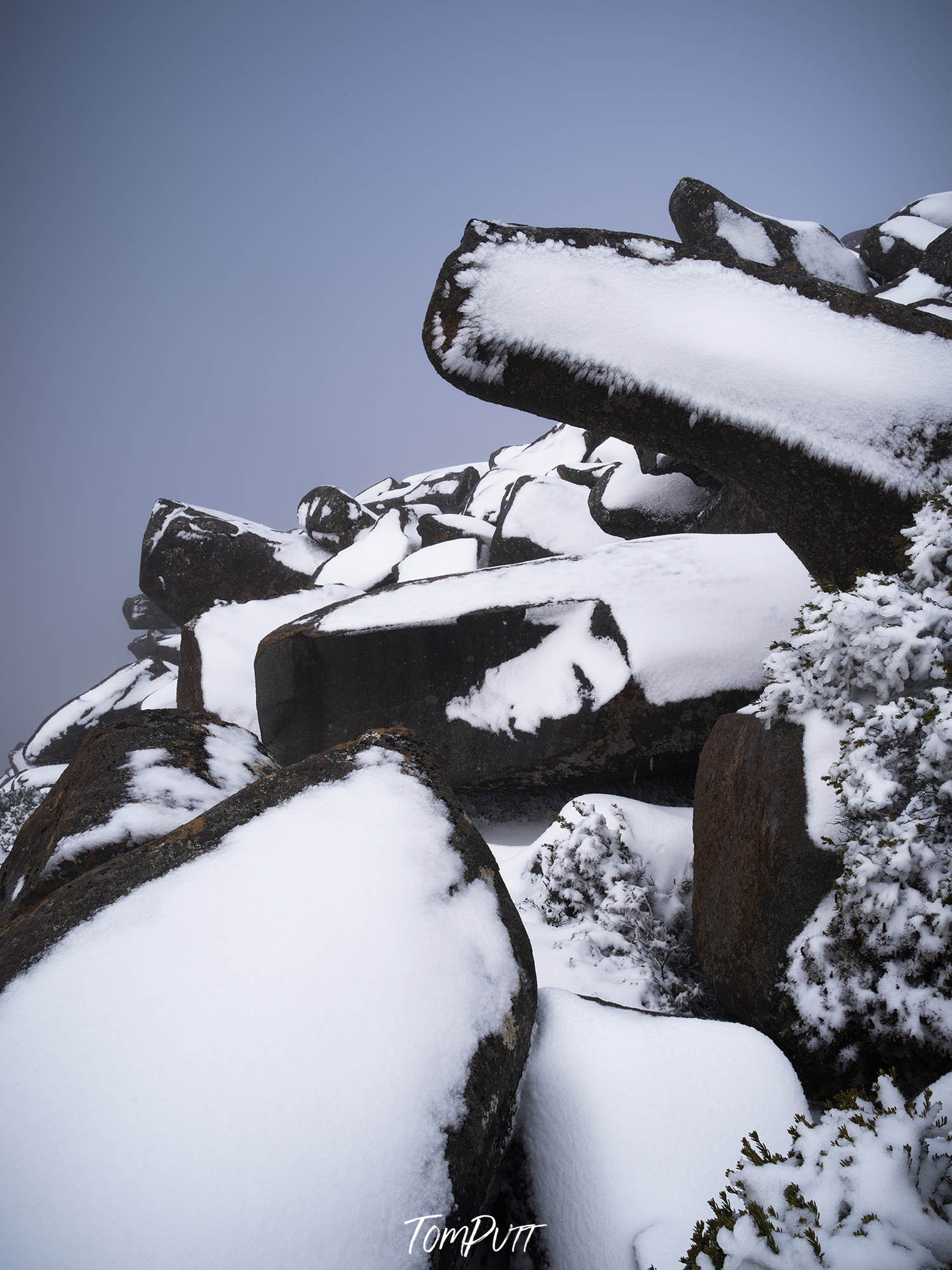 Dolomite Pillars in snow, Mount Wellington, Tasmania