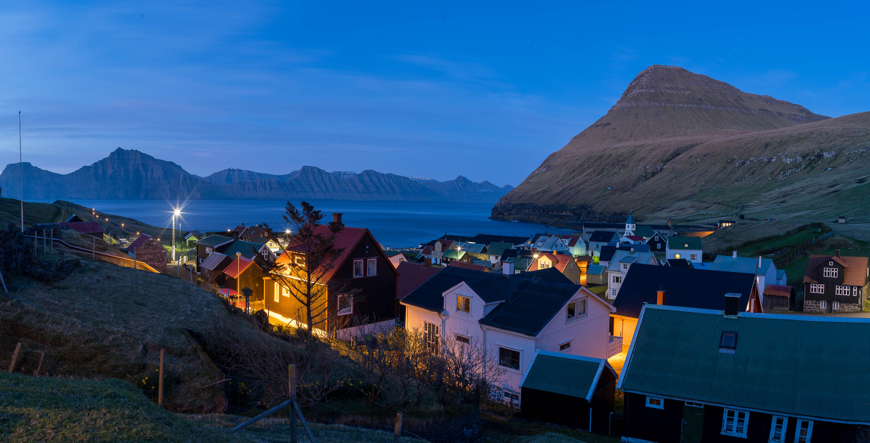 Gjogv township at night, Faroe Islands
