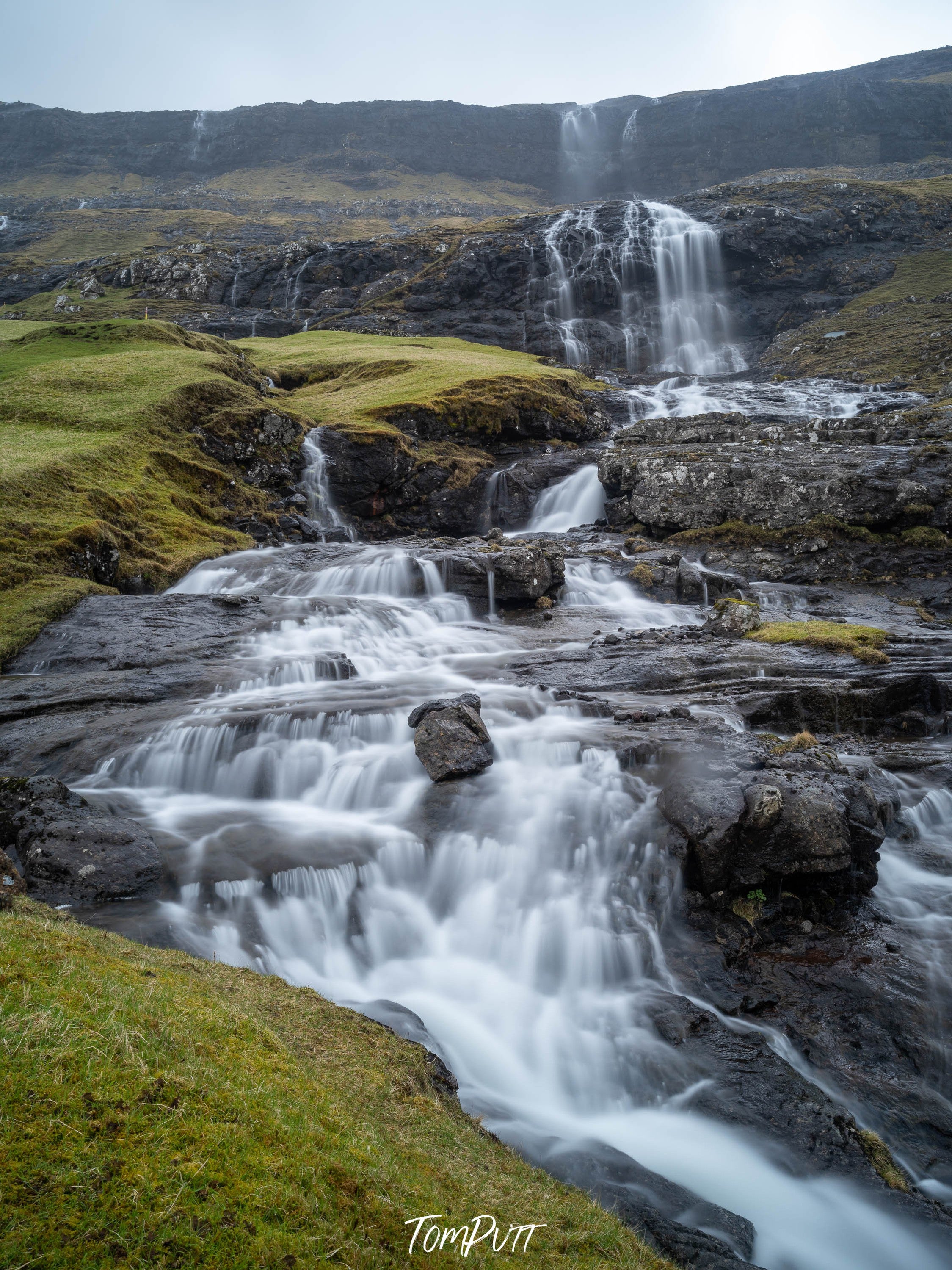 Cascading waterfall, Faroe Islands