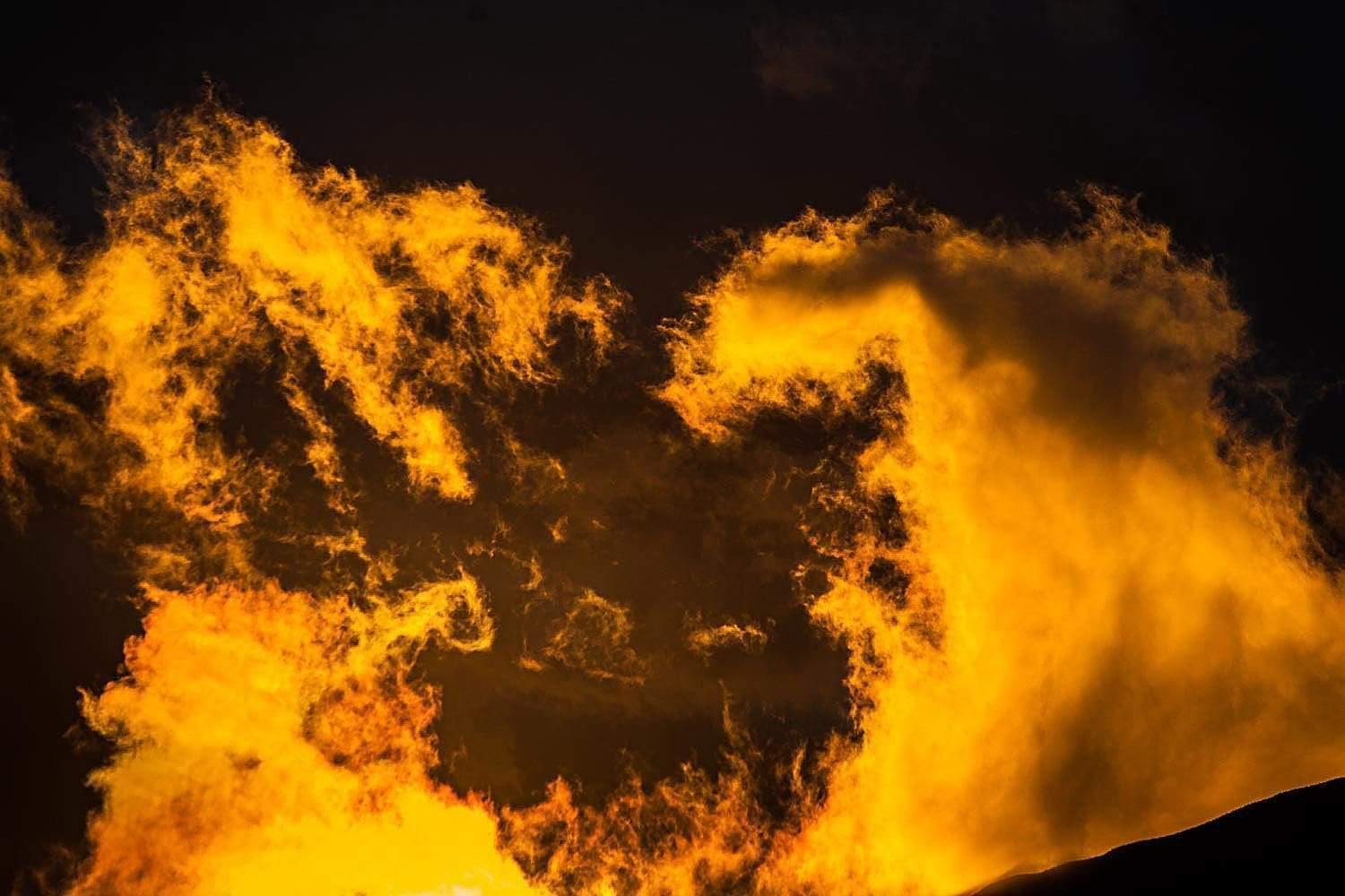 Artwork depicting a heavy burning fire, Fire Clouds New Zealand Art