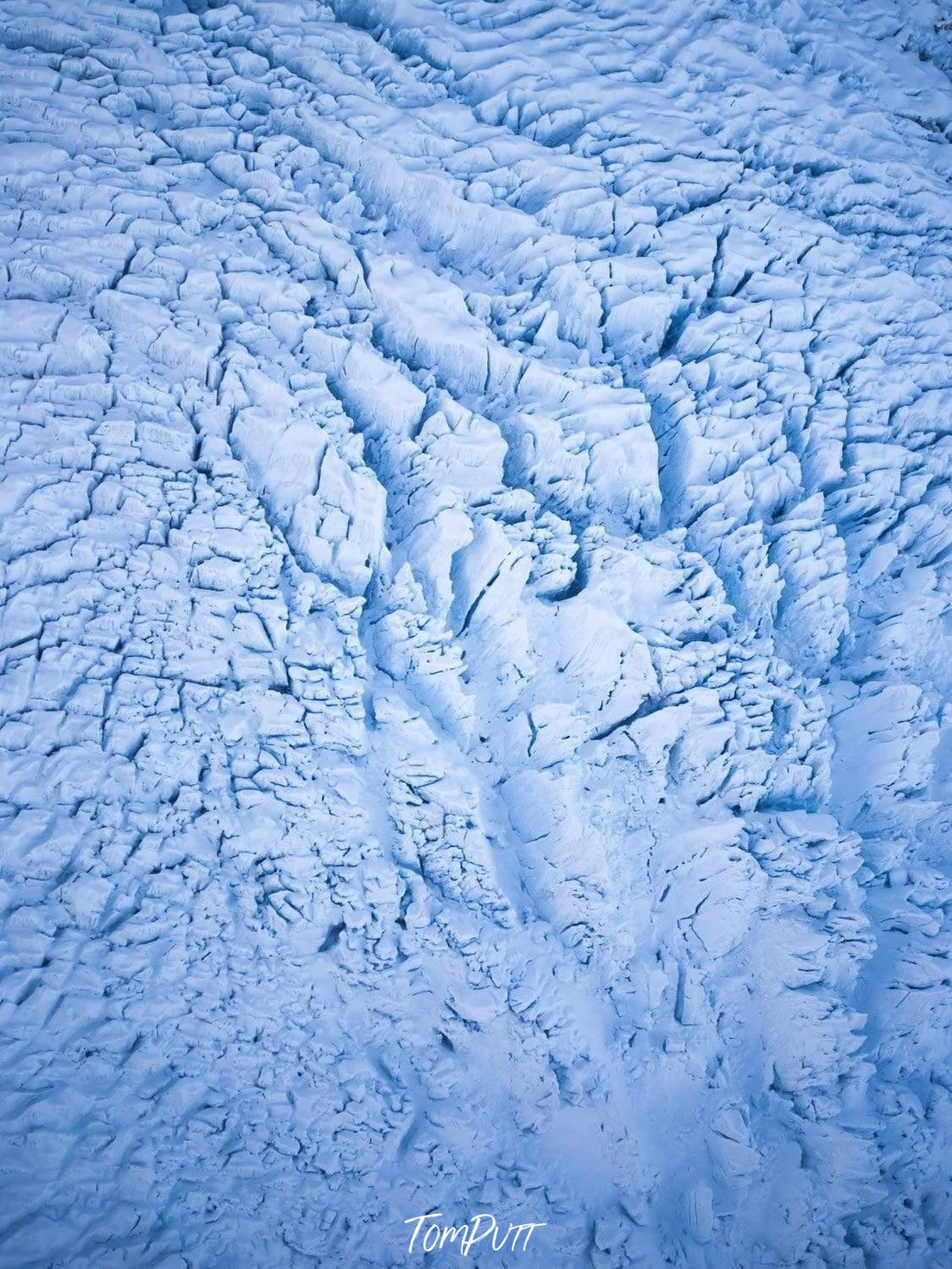 An ice ground with many cracks on it, Fractured Ice