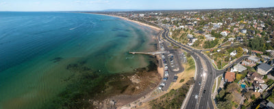Frankston Beach and Olivers Hill from above