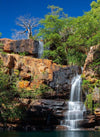 Waterfall below of beautiful shiny mountain walls, Galvin's Waterfall - The Kimberley WA