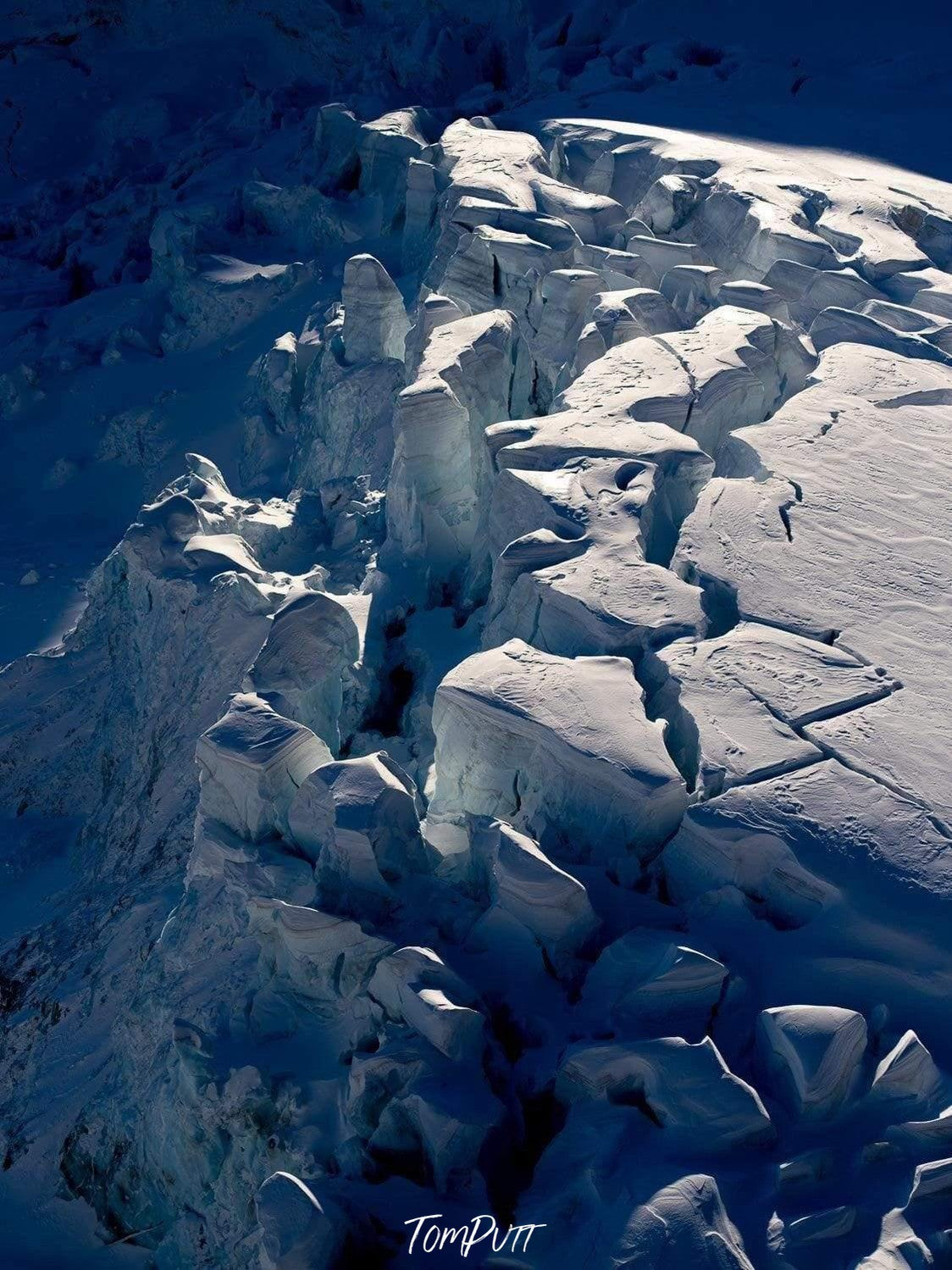 A giant texture of snow land with many small cracks in a sequence, Glacial Fractures Wall Print Work