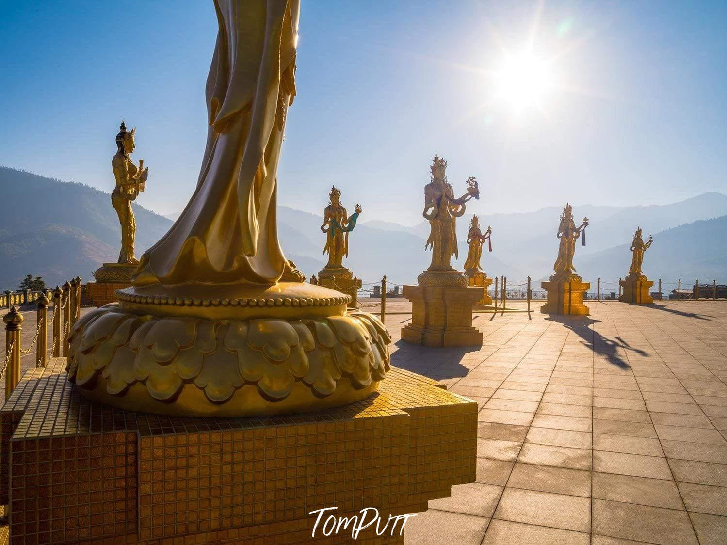 Group of golden standing statues, Golden Statues #2, Bhutan