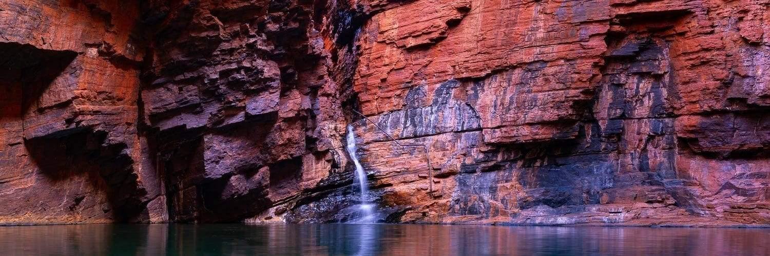 curvy mountain walls in a lake, Handrail Pool - Karijini, The Pilbara