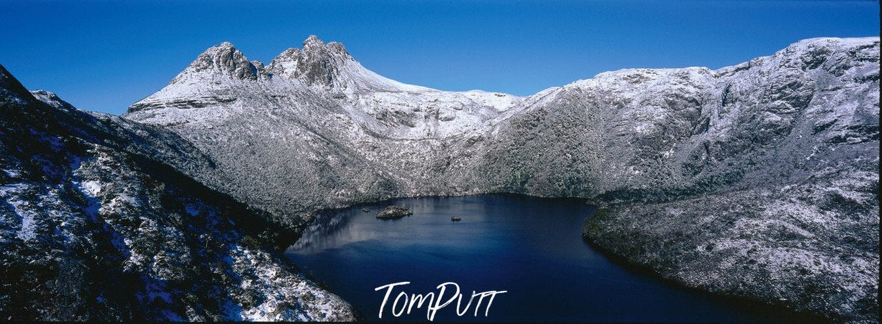 A cold lake surrounded with mountain walls of smoky color, Cradle Mountain #39, Tasmania