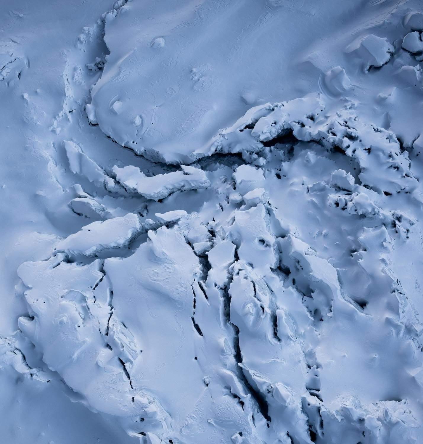 Aerial view of peeled snow land, depicting like ice-cream churn, Ice Cream Churn