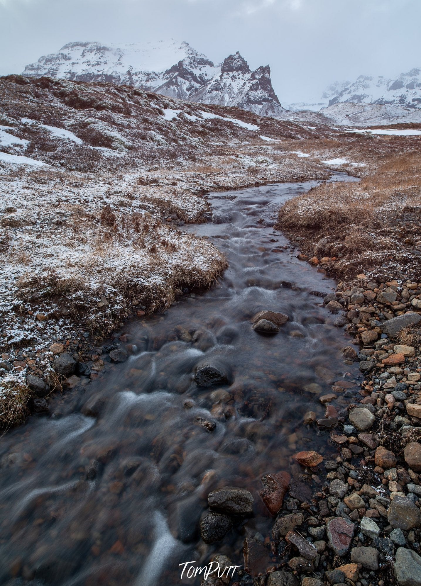 A small watercourse between flat mountain stones, Iceland No.21