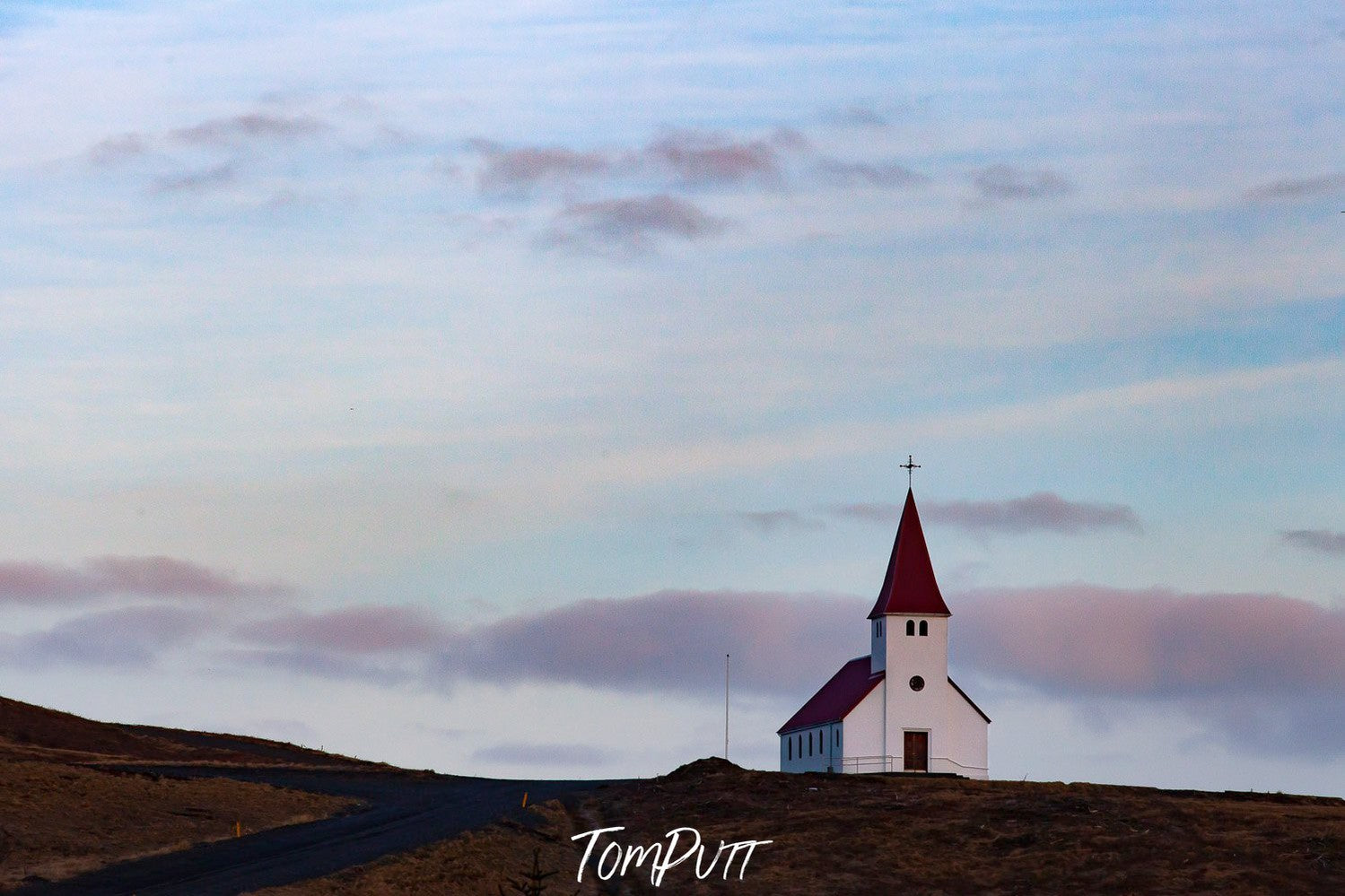 A beautiful tower long away on a greeny mountain peak, Iceland No.26