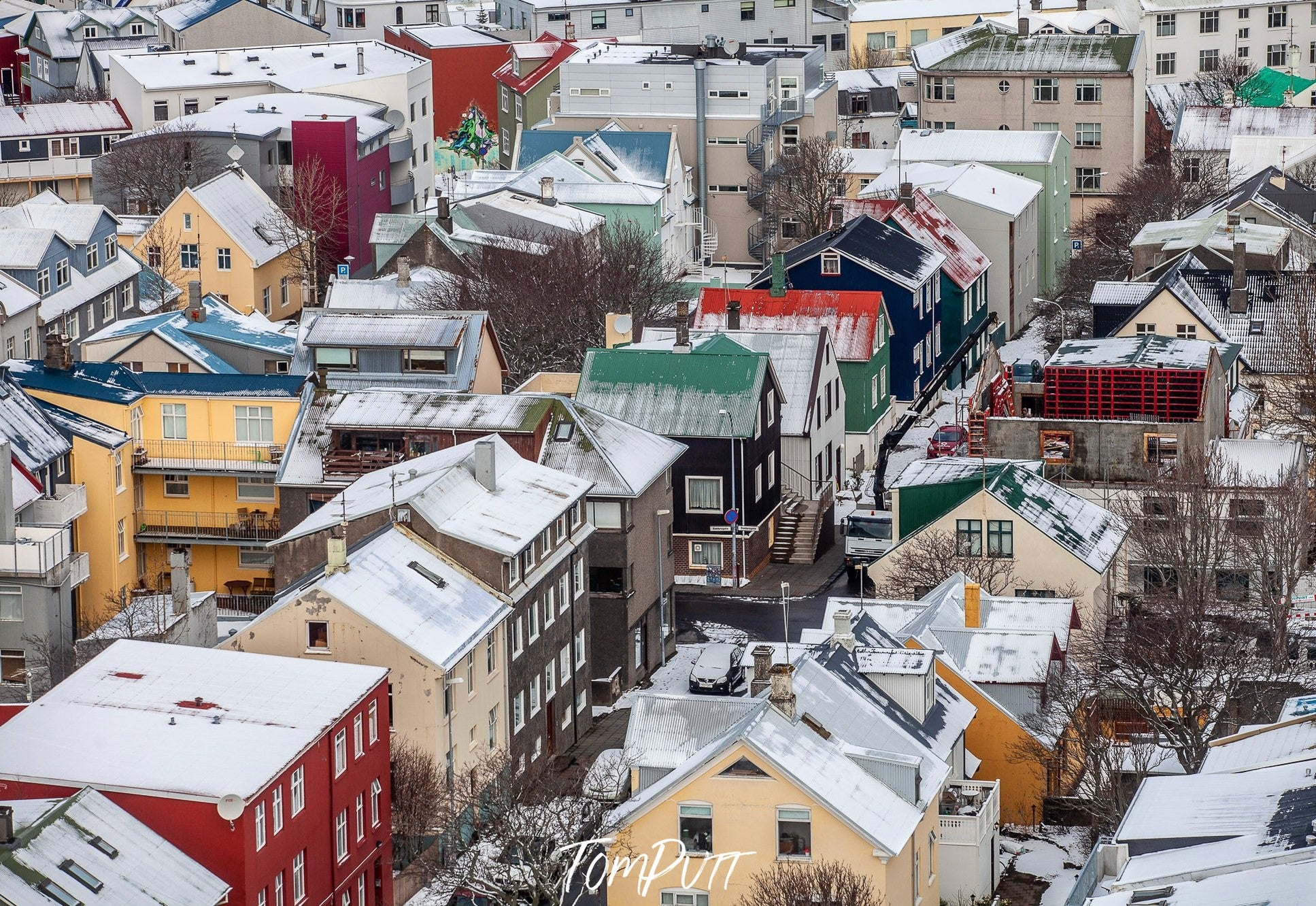 Beautiful sequence of similar houses with different colors, Iceland No.27