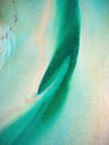 A large green line oil paint with mustard and greenish background, Jade Feathersand