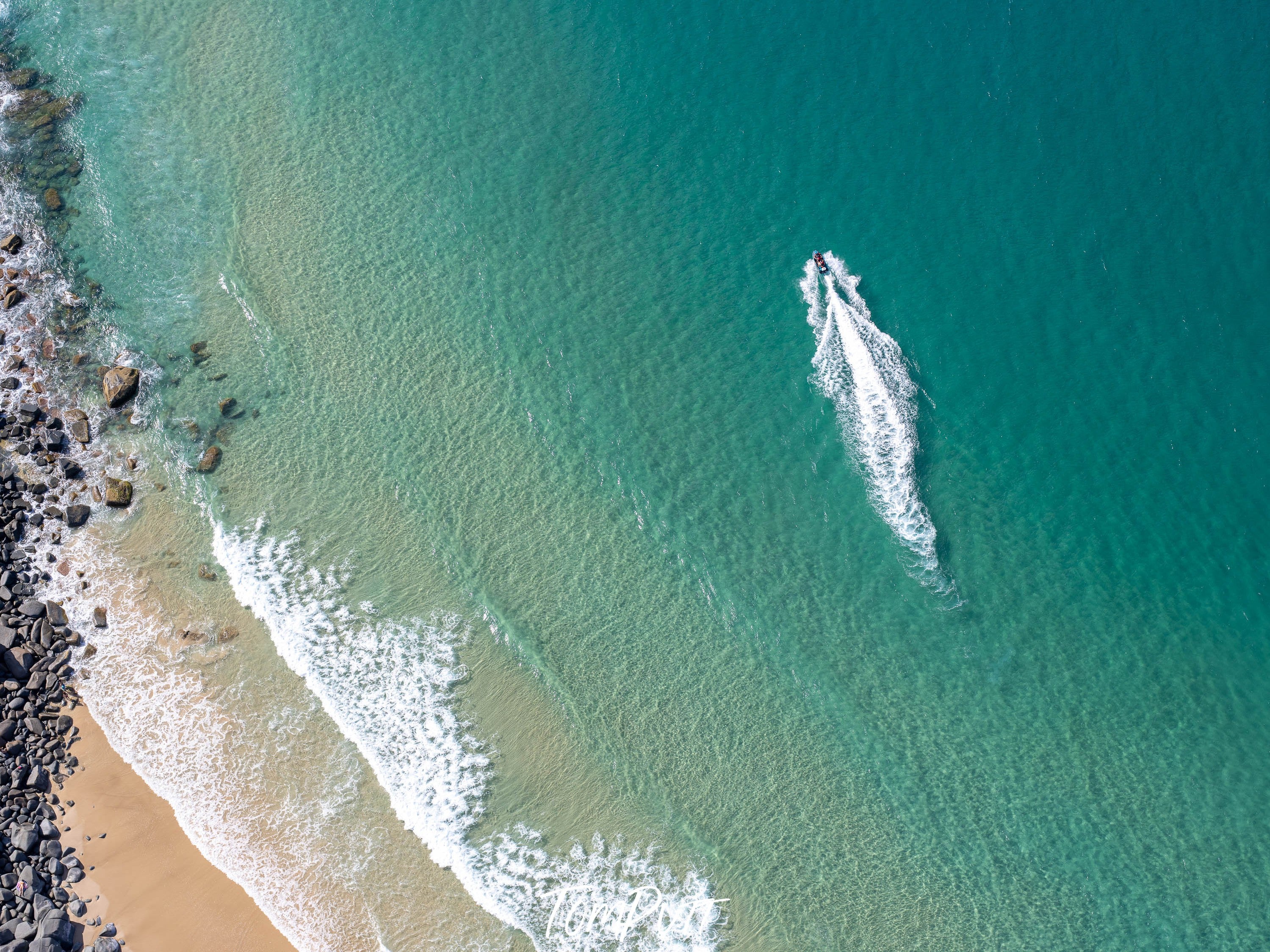 Jet Ski from above, Noosa National Park, Queensland