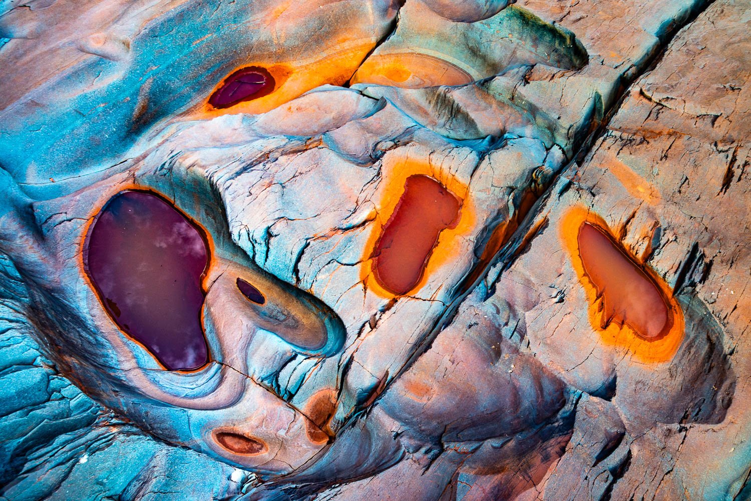 Artwork of big colorful jewels on a beach-like surface, Jewels - Karijini, The Pilbara 