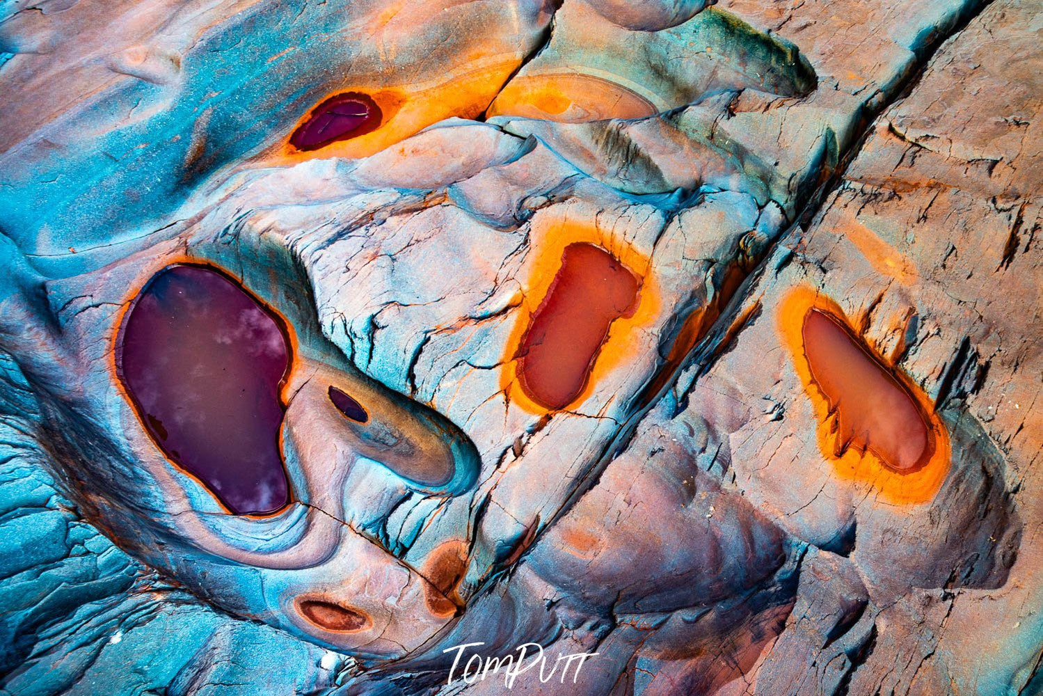 Artwork of big colorful jewels on a beach-like surface, Jewels - Karijini, The Pilbara 