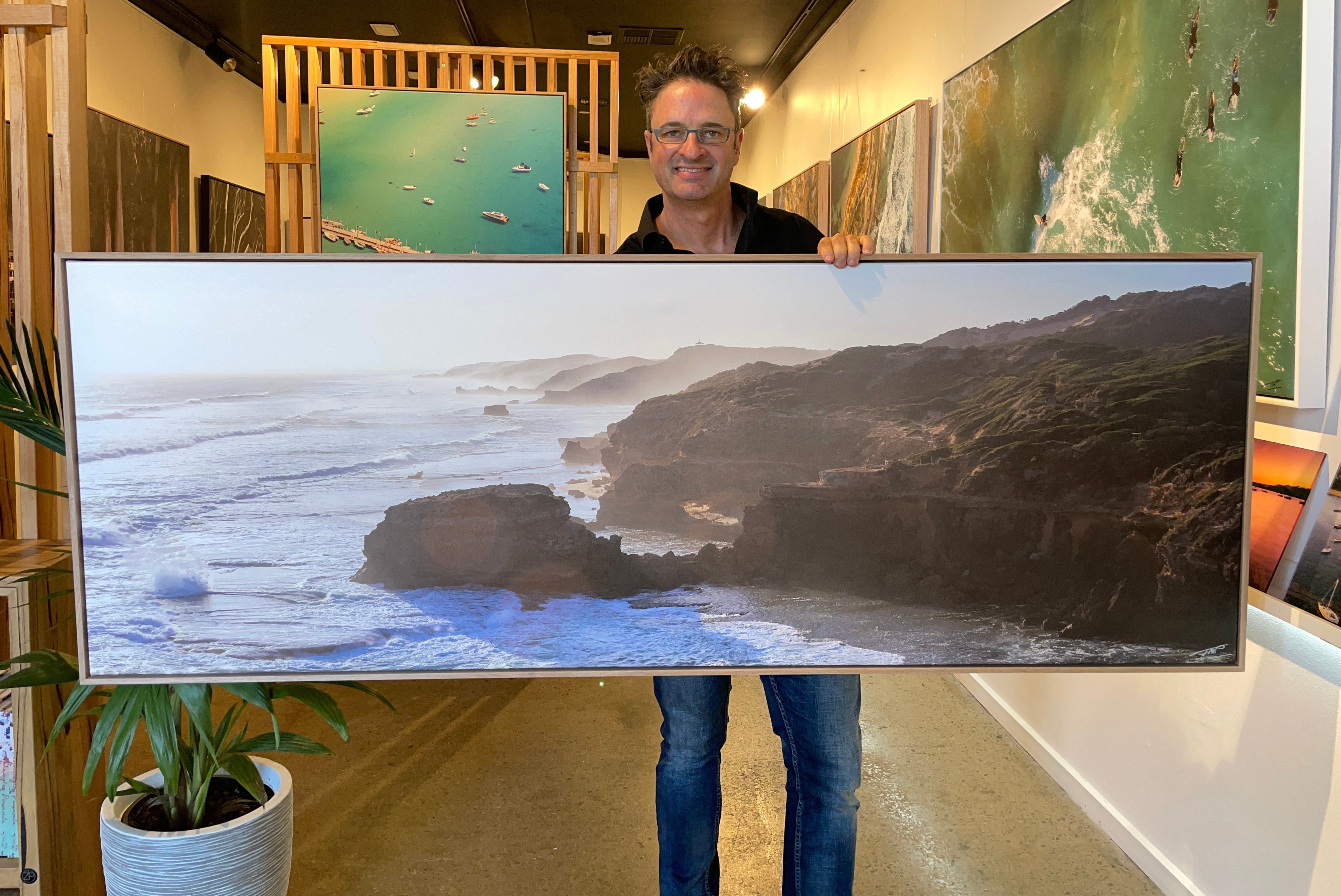 ARTWORK INSTOCK -  Jubilee Point Sorrento - 200 x 66cms Canvas Framed Print Raw Oak AVAILABLE TODAY