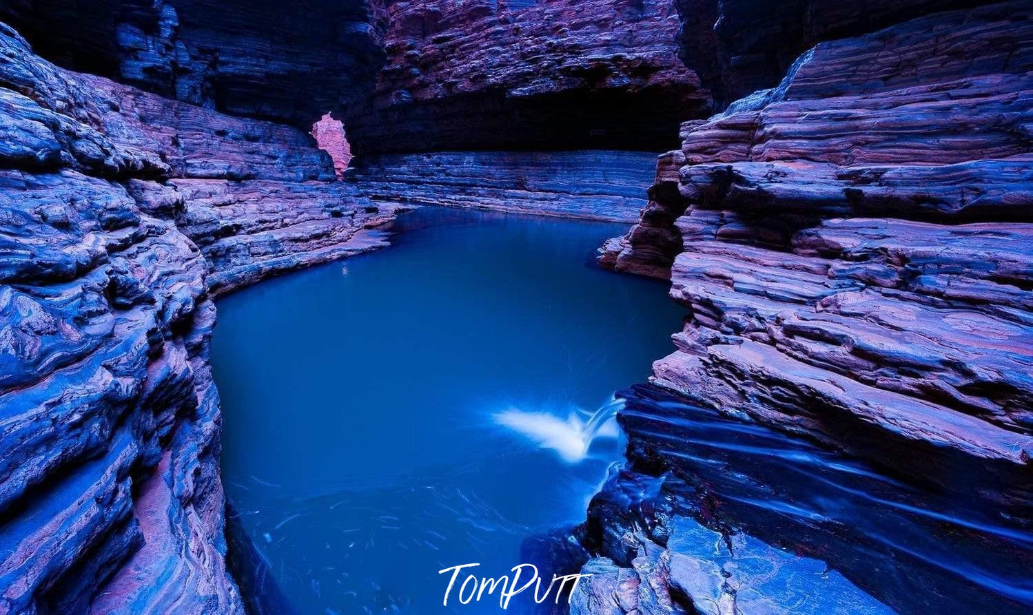 Dark blue water under the walls of biggy mountains, Kermit's Pool - Karijini, The Pilbara