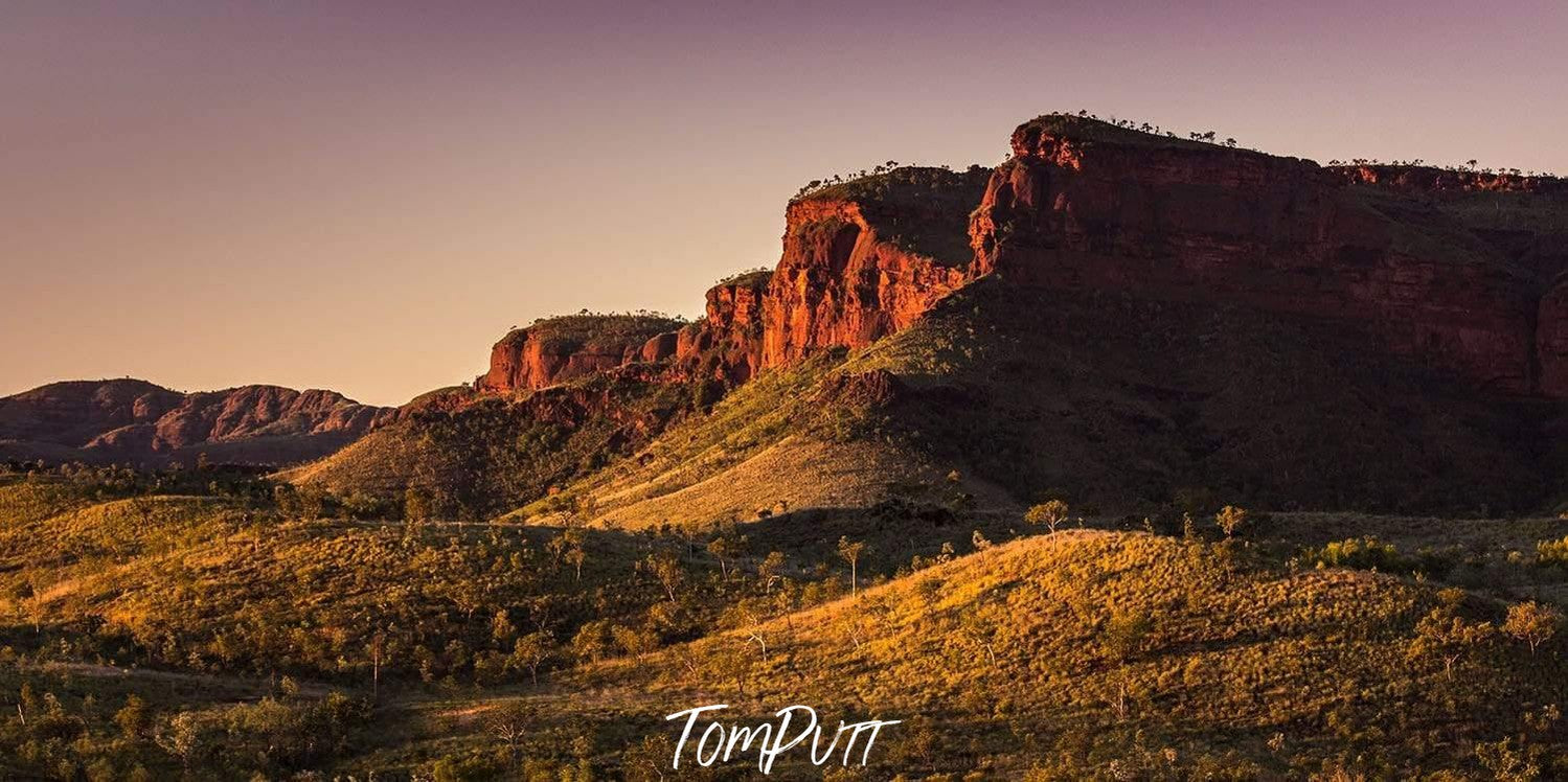 A large mountain walls sequence with a grassy surface, Kimberley Range - The Kimberley WA