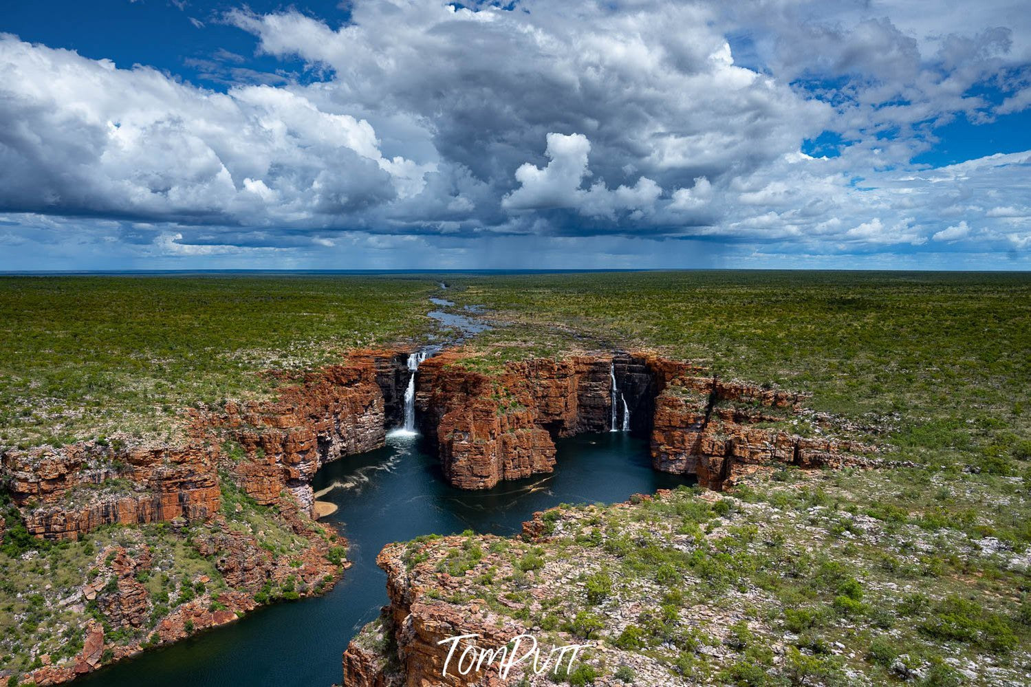 a large greenfield area with a natural swimming course surrounded by walls of rock, King George Falls, The Kimberley