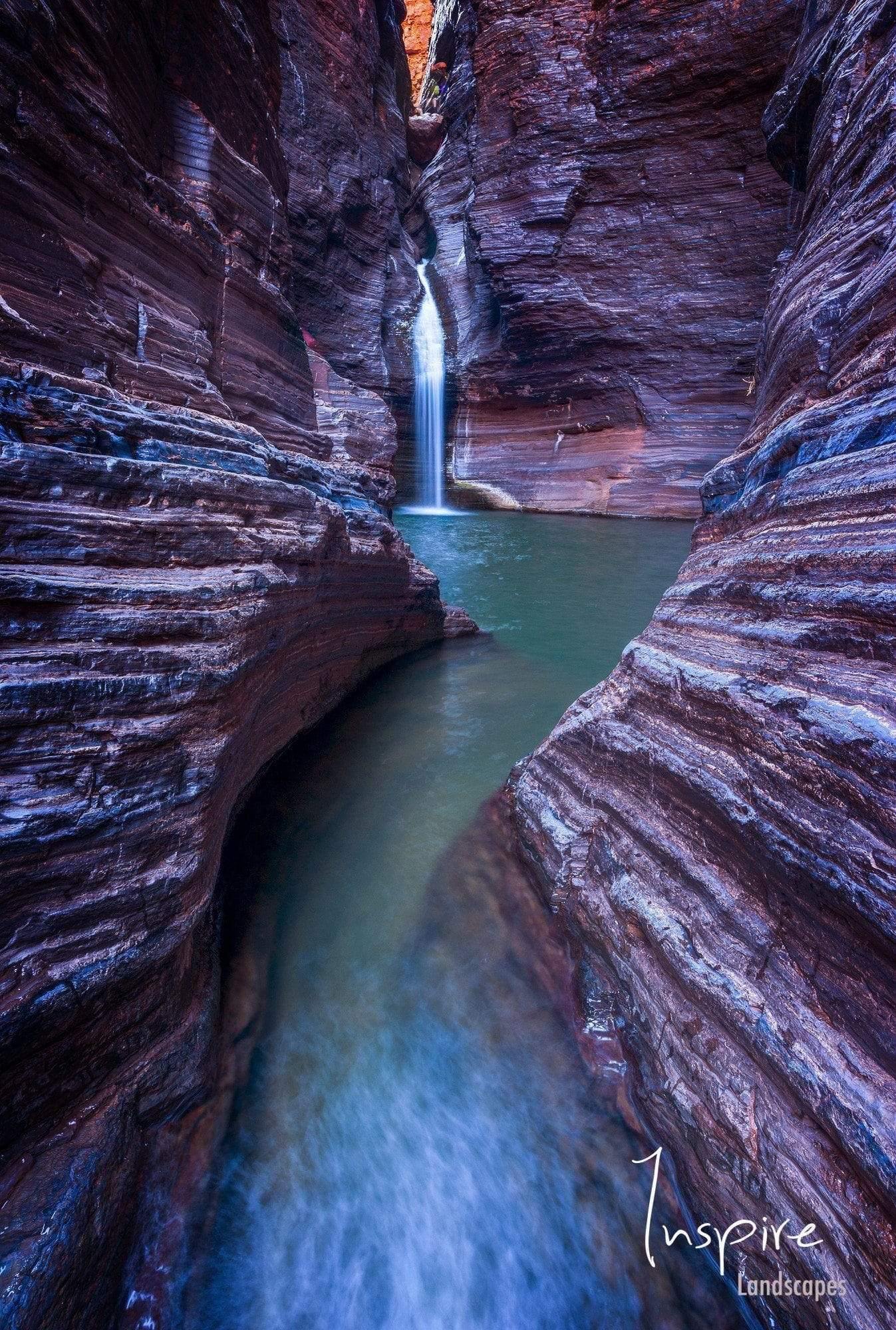 A small watercourse between the huge mountain walls, Knox Falls - Karijini, The Pilbara