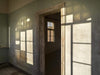 A wall with a door getting beautiful sunlight shadows, Kolmanskop #12 - 150 x 120cms Raw Oak Framed Print