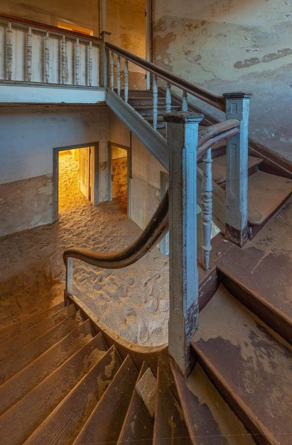 Beautiful stairs in a housing lobby, Kolmanskop #23