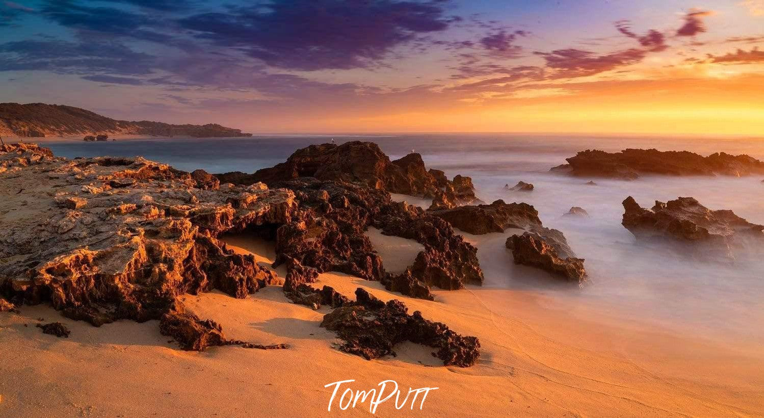 A large sequence of rocky stones on the beach, Koonya Beach Sunset, Sorrento - Mornington Peninsula VIC